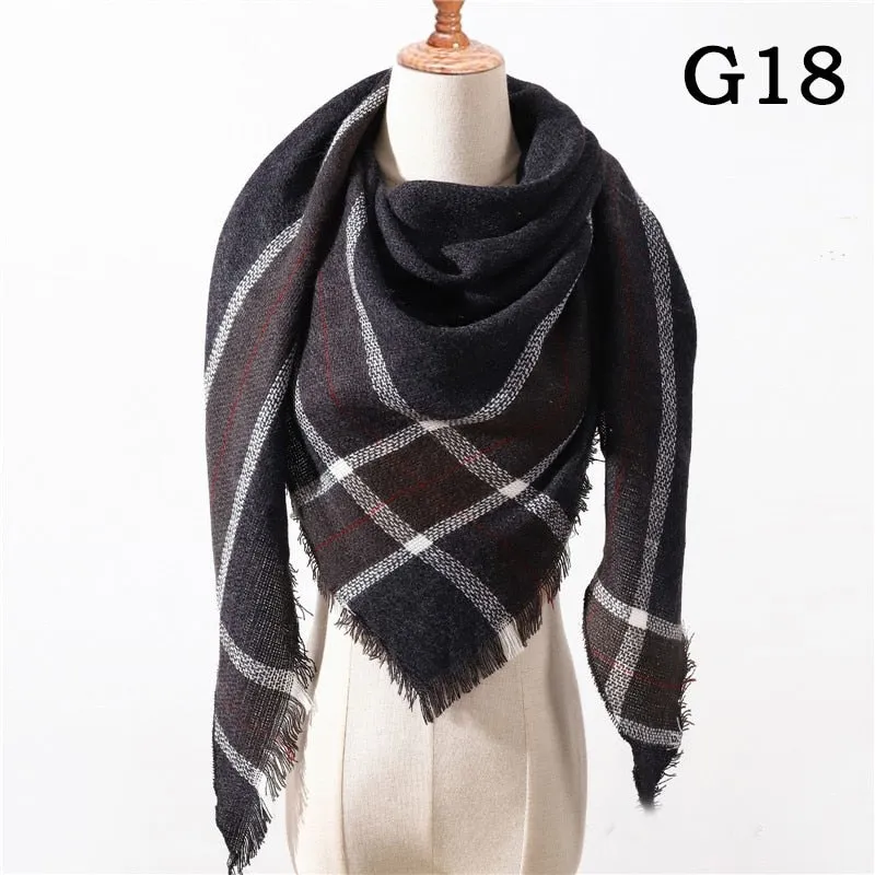 Designer Knitted Spring Winter Women Scarf Plaid Warm Cashmere Scarves Shawls Luxury Brand Neck Bandana Pashmina Lady Wrap