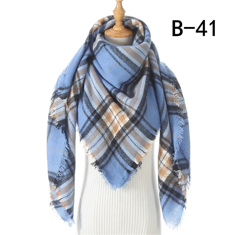 Designer Knitted Spring Winter Women Scarf Plaid Warm Cashmere Scarves Shawls Luxury Brand Neck Bandana Pashmina Lady Wrap