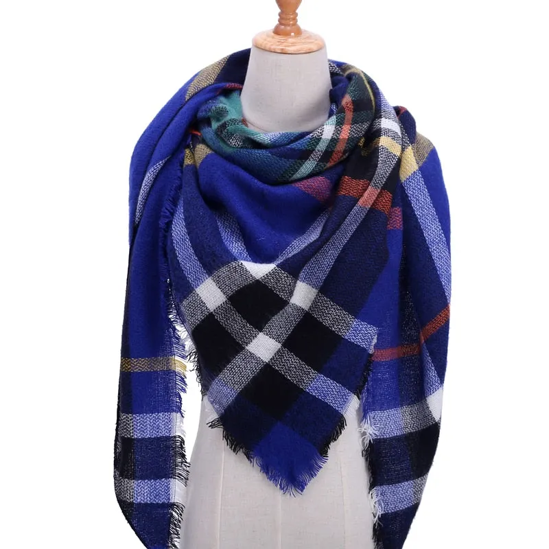 Designer Knitted Spring Winter Women Scarf Plaid Warm Cashmere Scarves Shawls Luxury Brand Neck Bandana Pashmina Lady Wrap