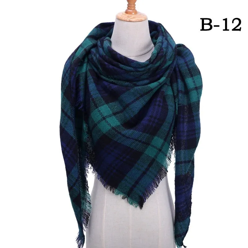 Designer Knitted Spring Winter Women Scarf Plaid Warm Cashmere Scarves Shawls Luxury Brand Neck Bandana Pashmina Lady Wrap