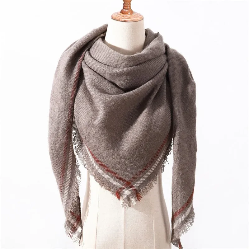 Designer Knitted Spring Winter Women Scarf Plaid Warm Cashmere Scarves Shawls Luxury Brand Neck Bandana Pashmina Lady Wrap