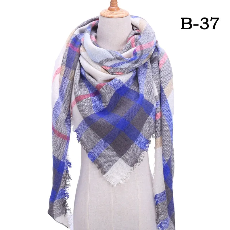 Designer Knitted Spring Winter Women Scarf Plaid Warm Cashmere Scarves Shawls Luxury Brand Neck Bandana Pashmina Lady Wrap