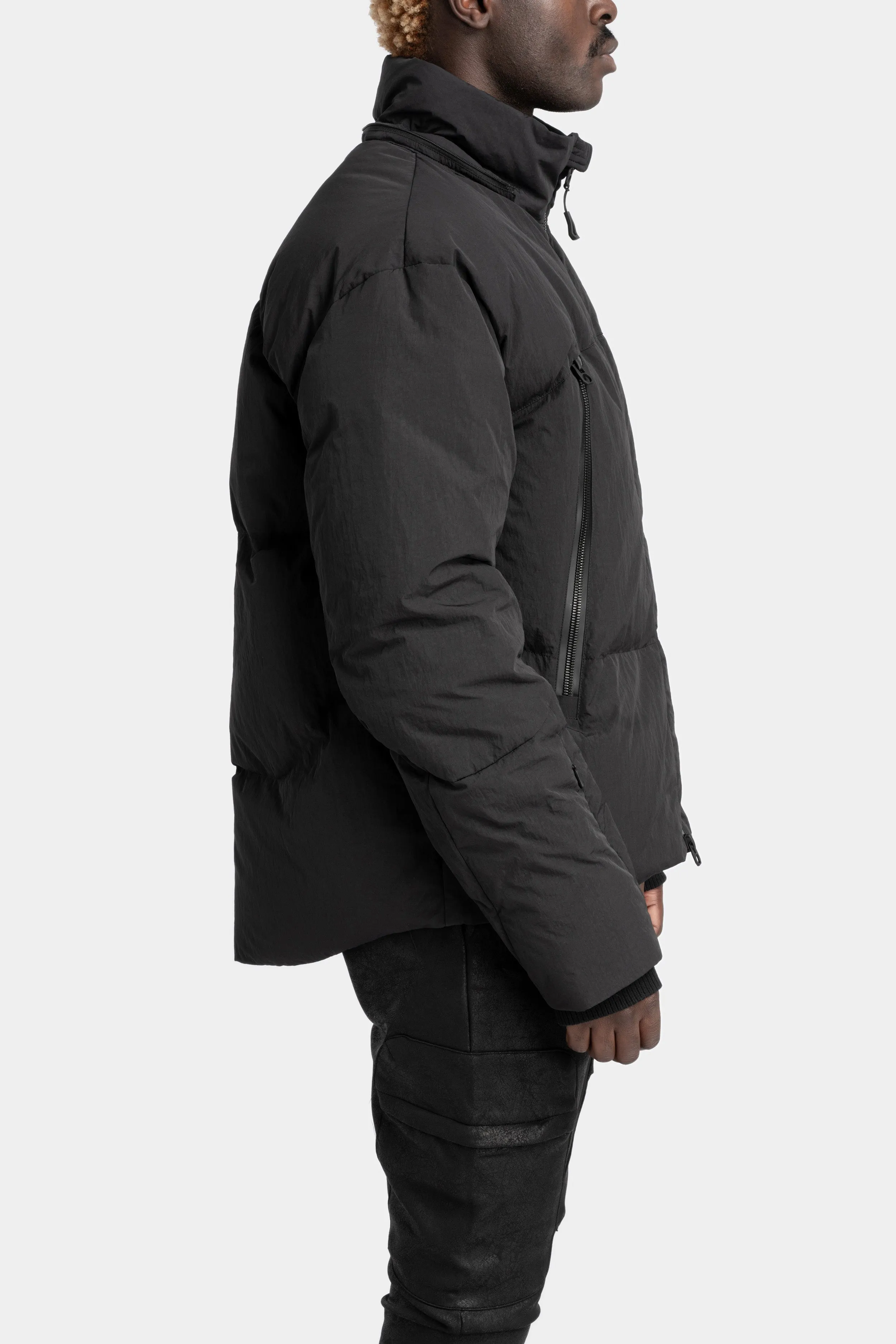 Detachable hood down jacket, Black