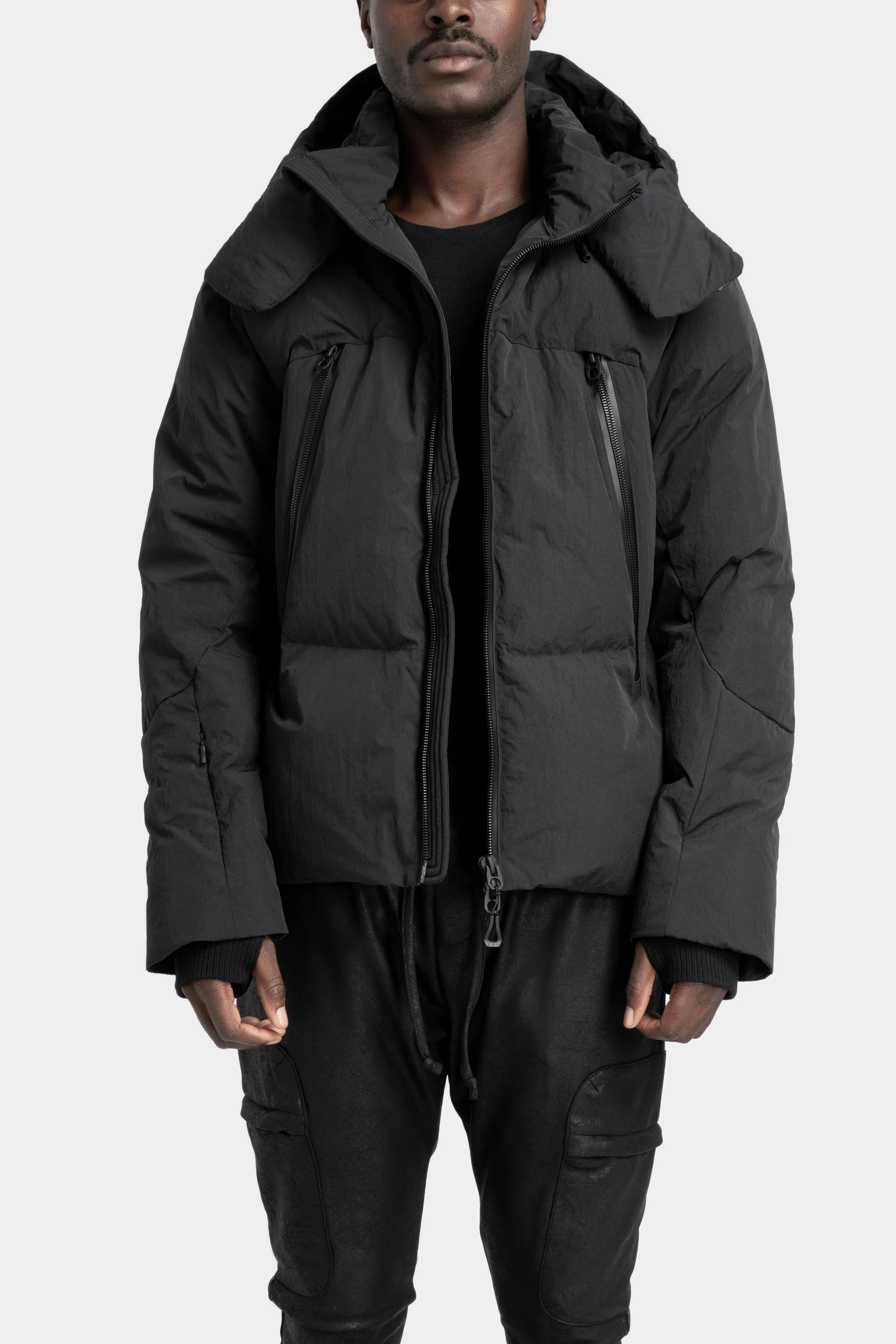 Detachable hood down jacket, Black