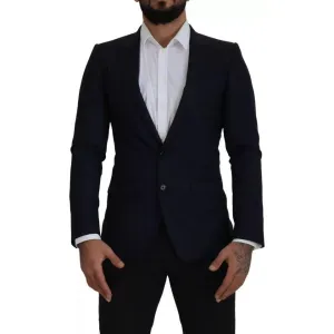 Dolce & Gabbana Blue Wool Single Breasted Coat Men Blazer