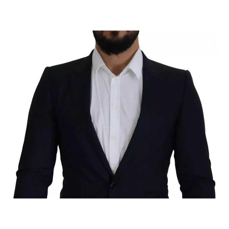 Dolce & Gabbana Blue Wool Single Breasted Coat Men Blazer