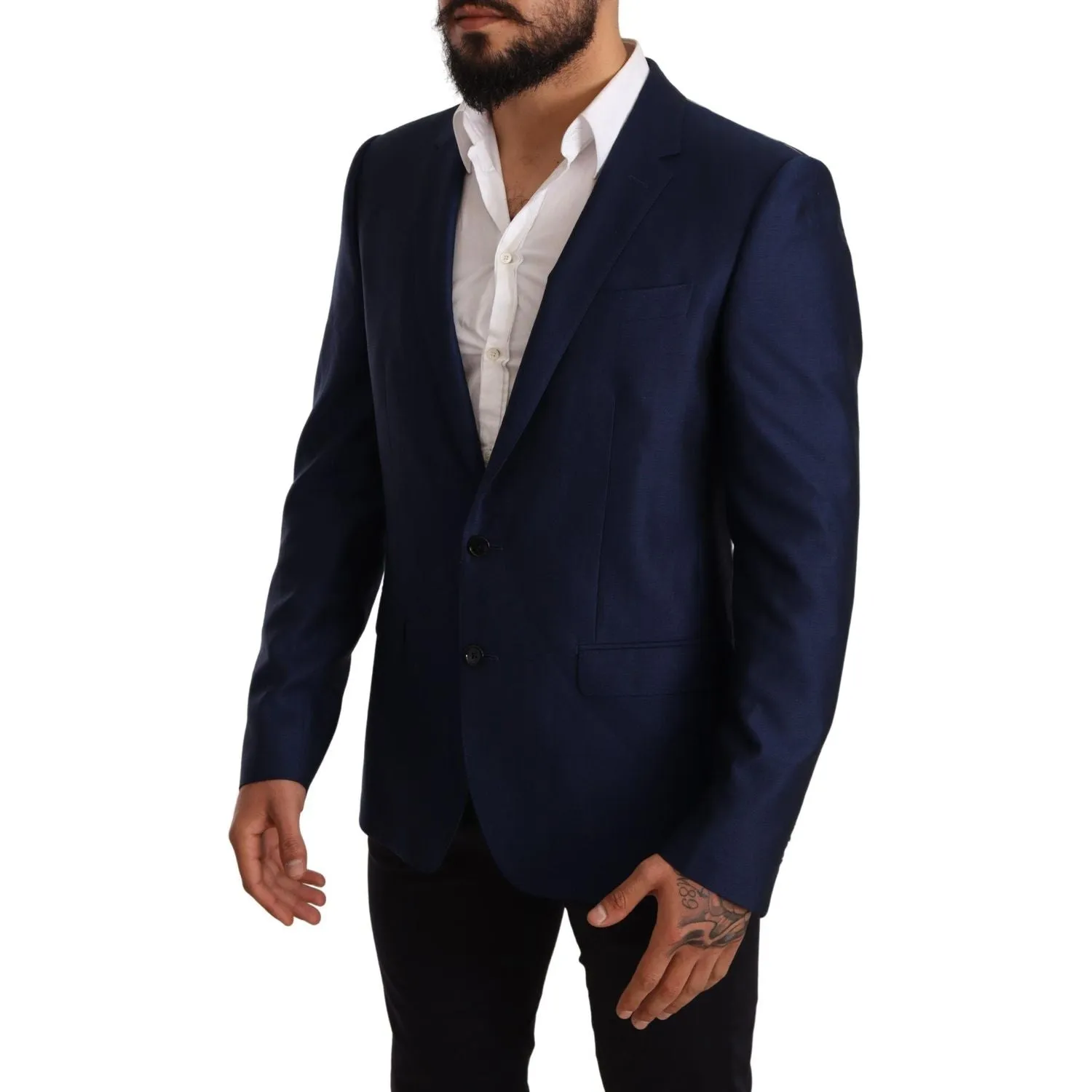 Dolce & Gabbana Elegant Blue Virgin Wool Martini Blazer