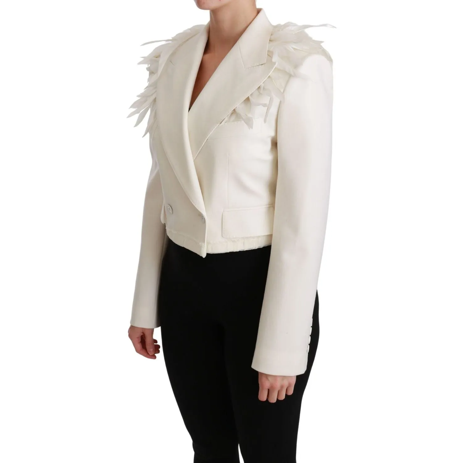 Dolce & Gabbana Elegant White Double Breasted Blazer Jacket