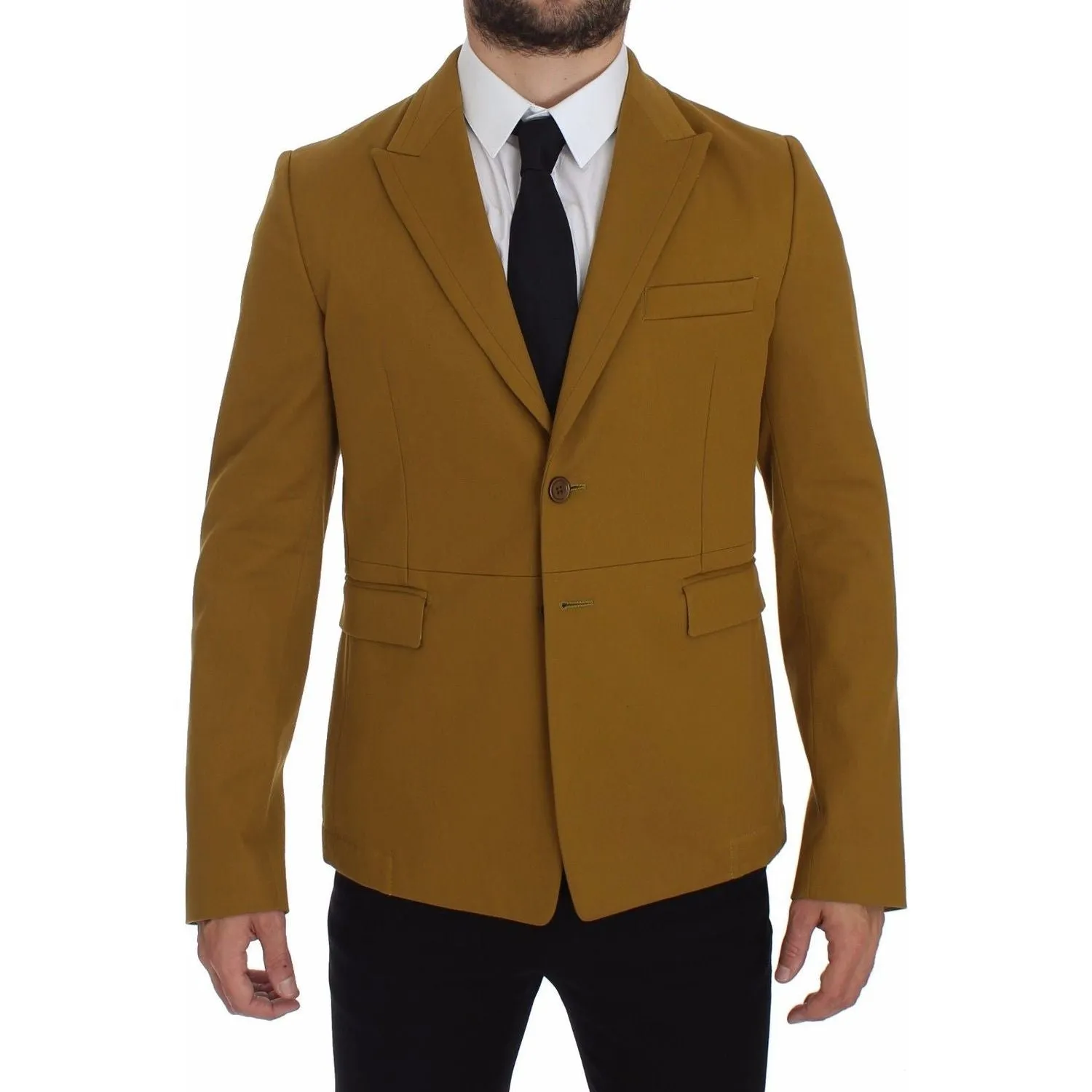 Dolce & Gabbana Elegant Yellow Cotton Blend Casual Blazer