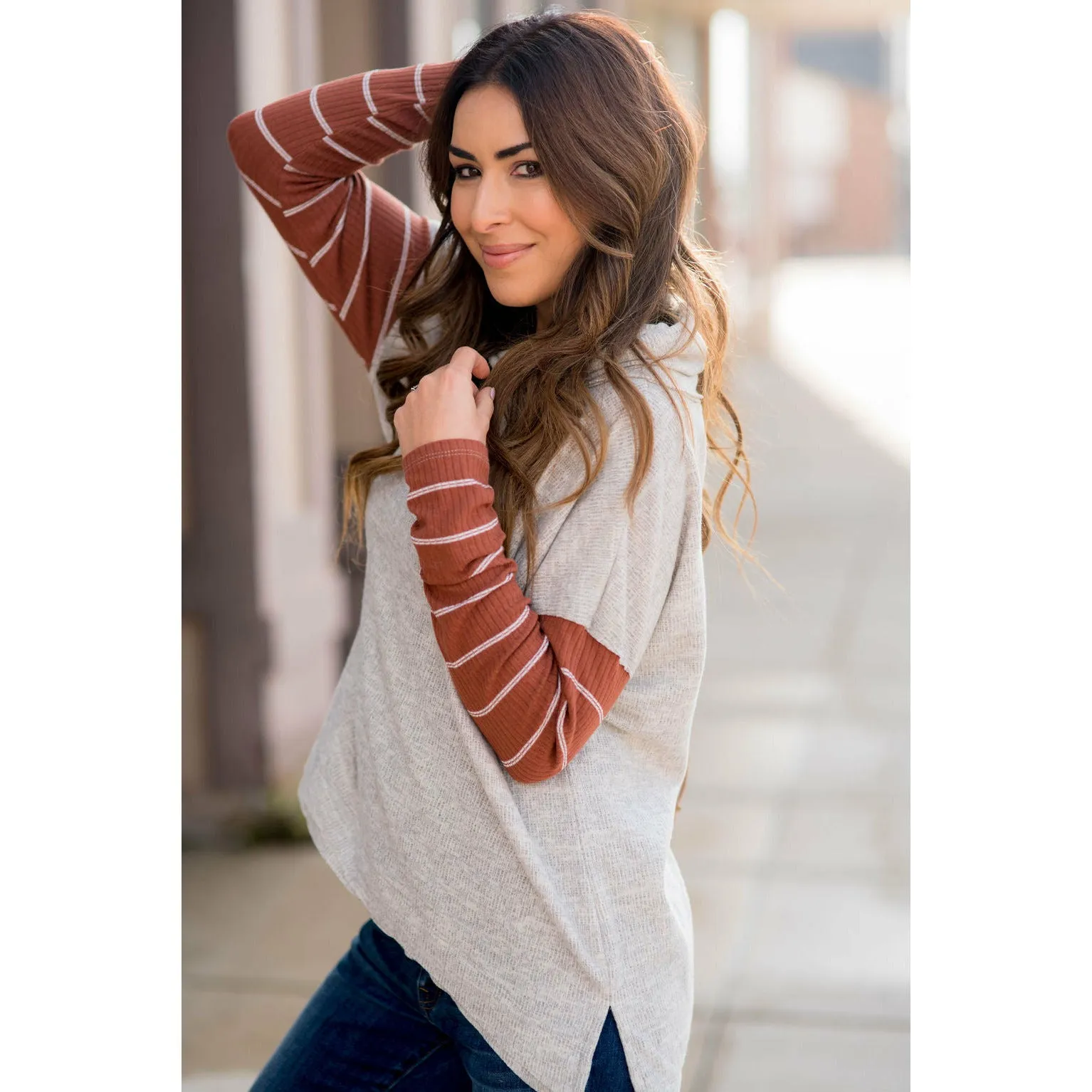 Double Lined Faux Poncho Style Sweater