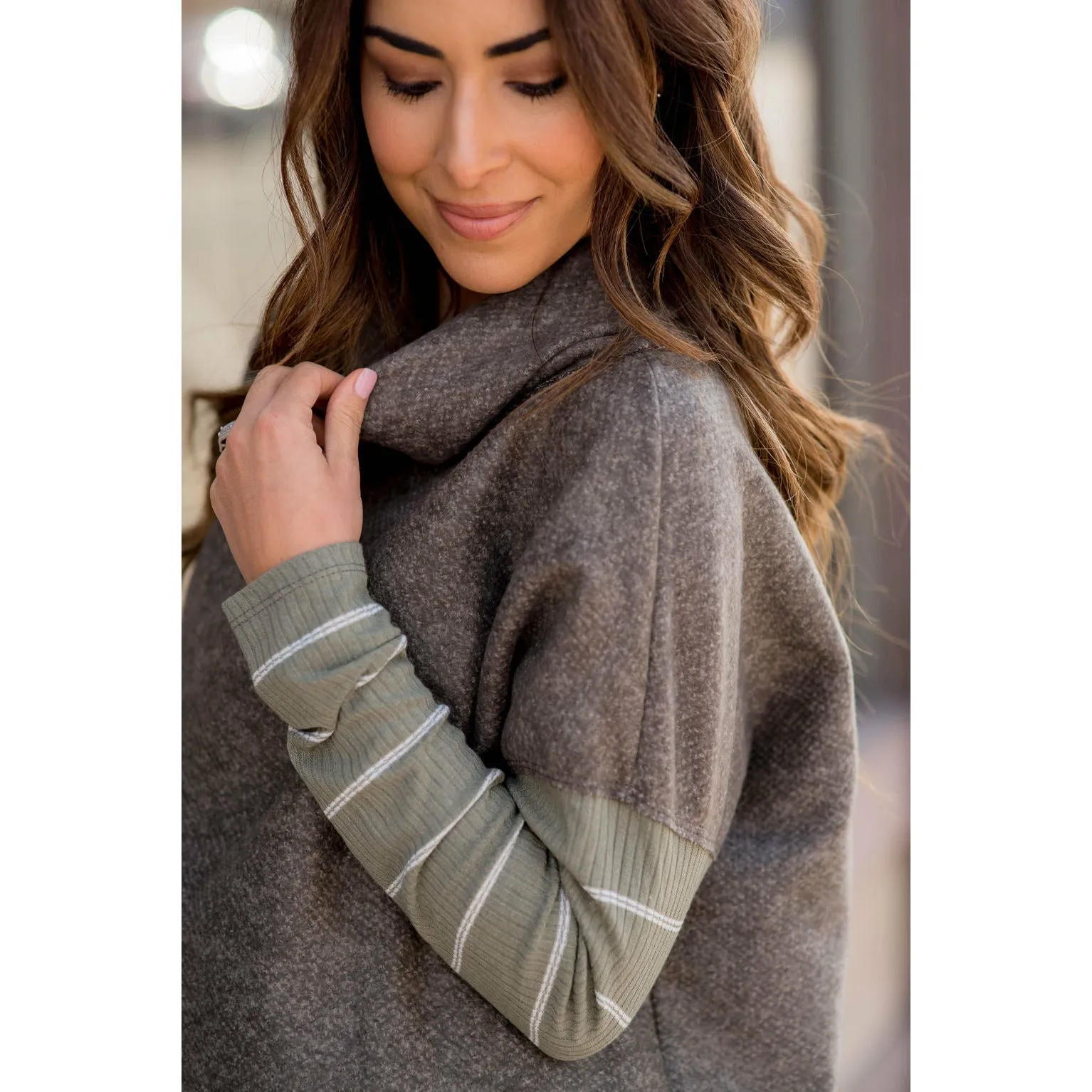 Double Lined Faux Poncho Style Sweater