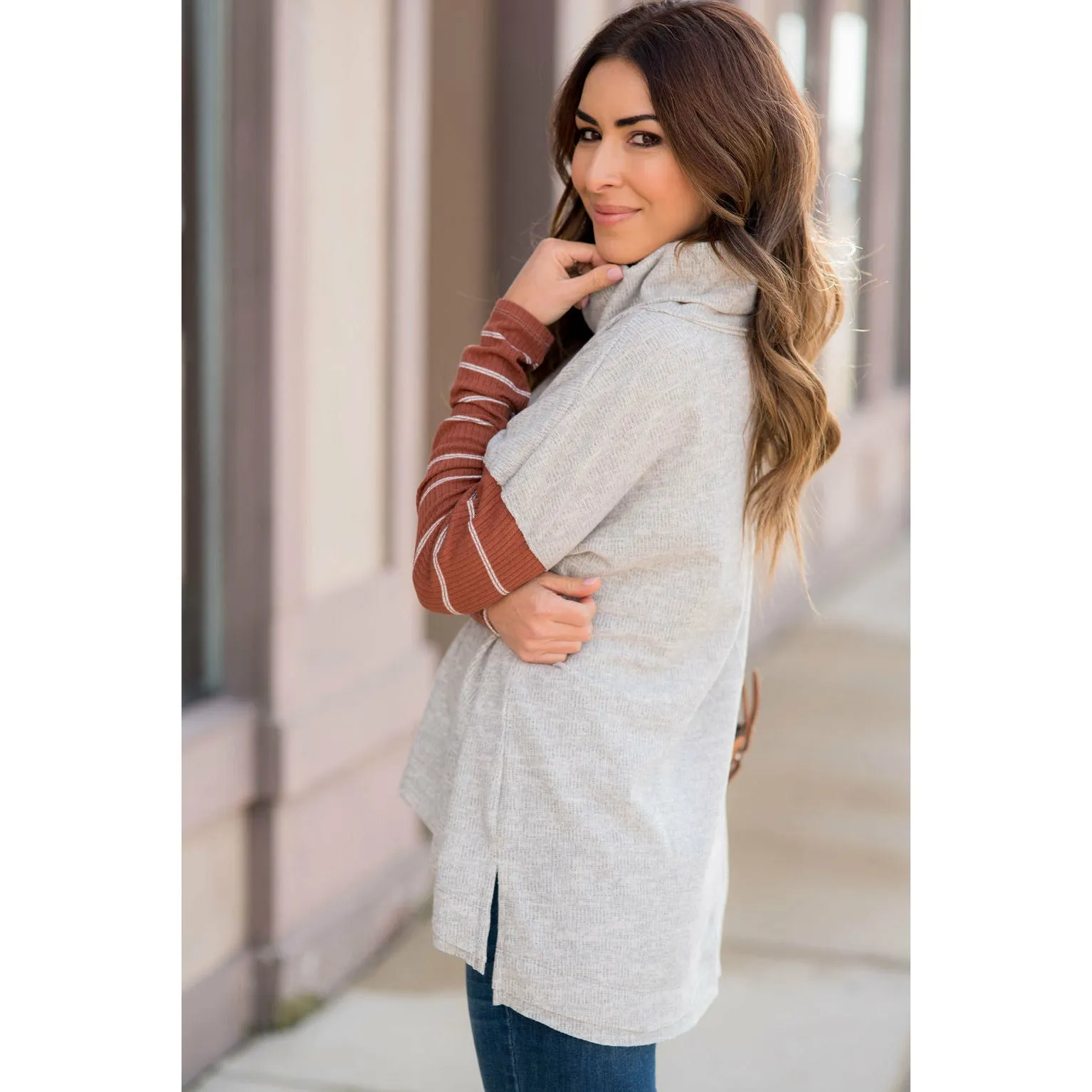 Double Lined Faux Poncho Style Sweater