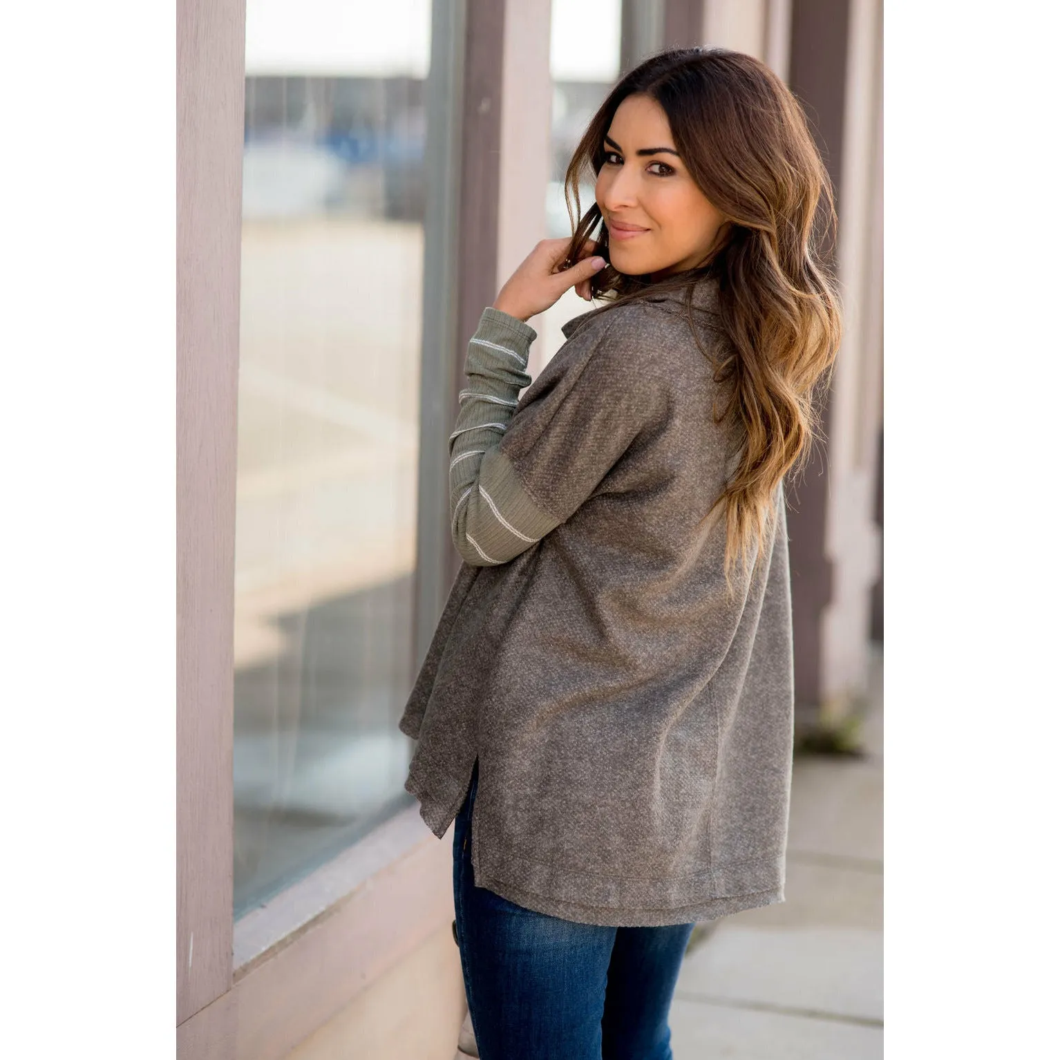 Double Lined Faux Poncho Style Sweater