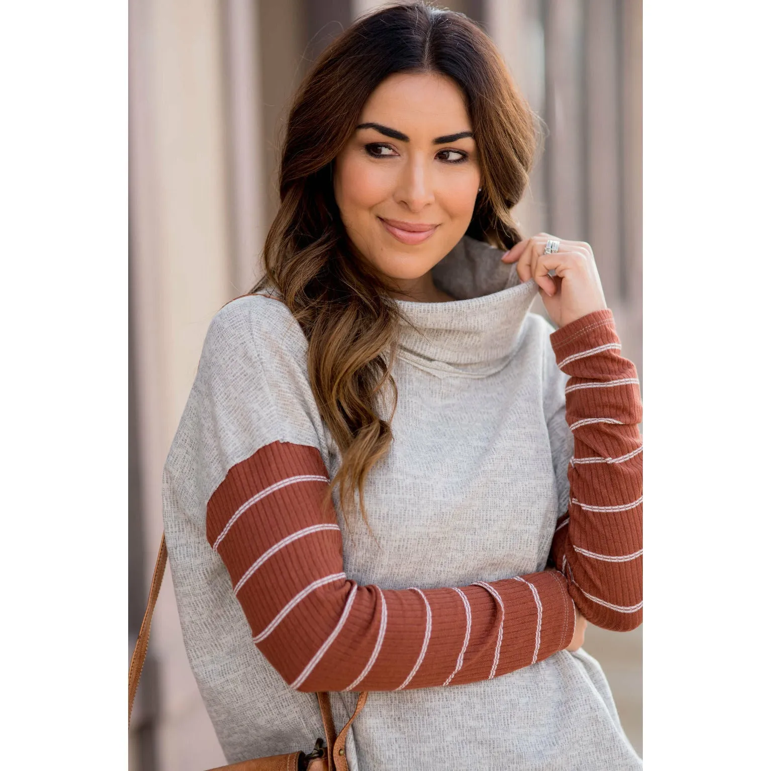 Double Lined Faux Poncho Style Sweater