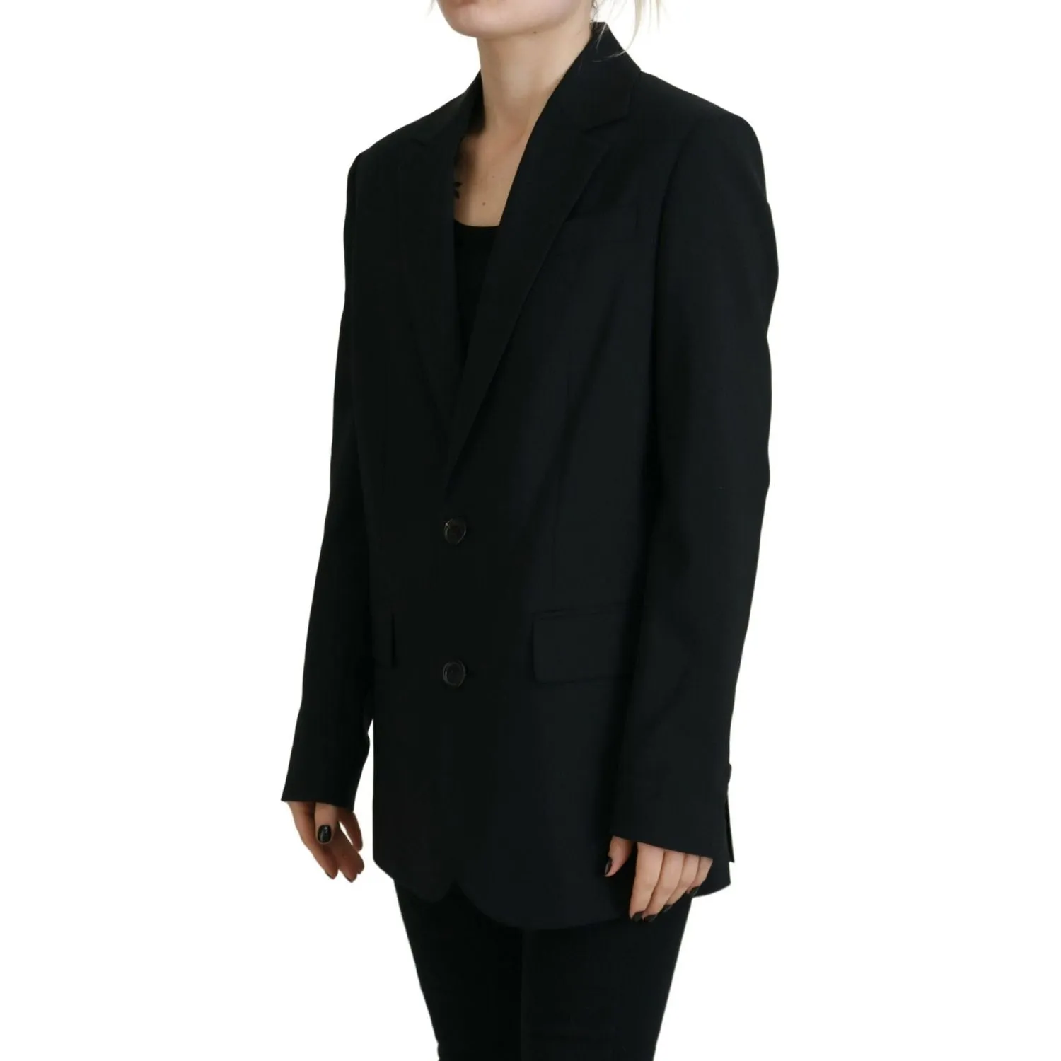 Dsquared² Black Flower Single Breasted Coat Blazer