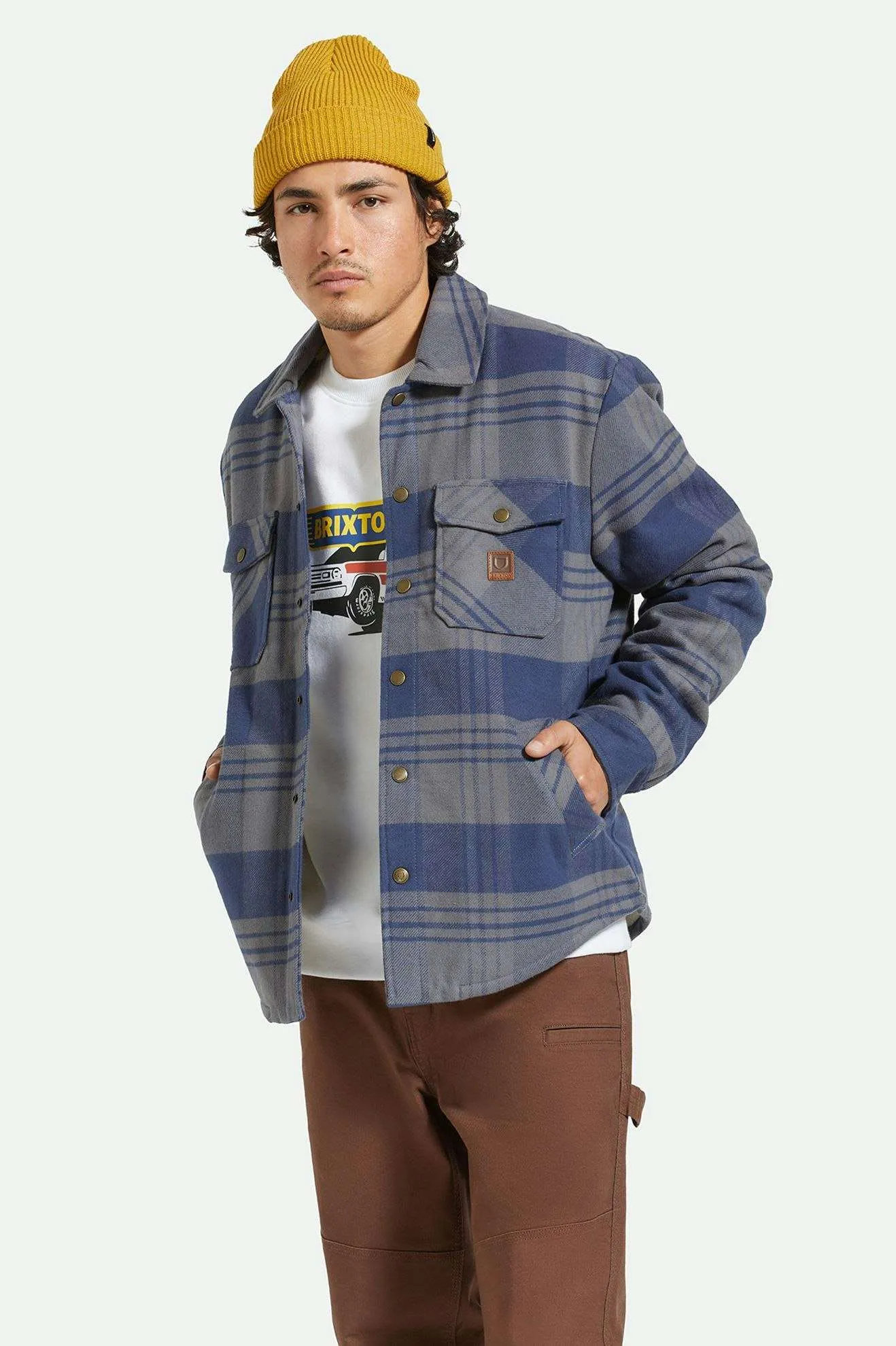 Durham Sherpa Lined Jacket - Washed Navy/Beige Plaid