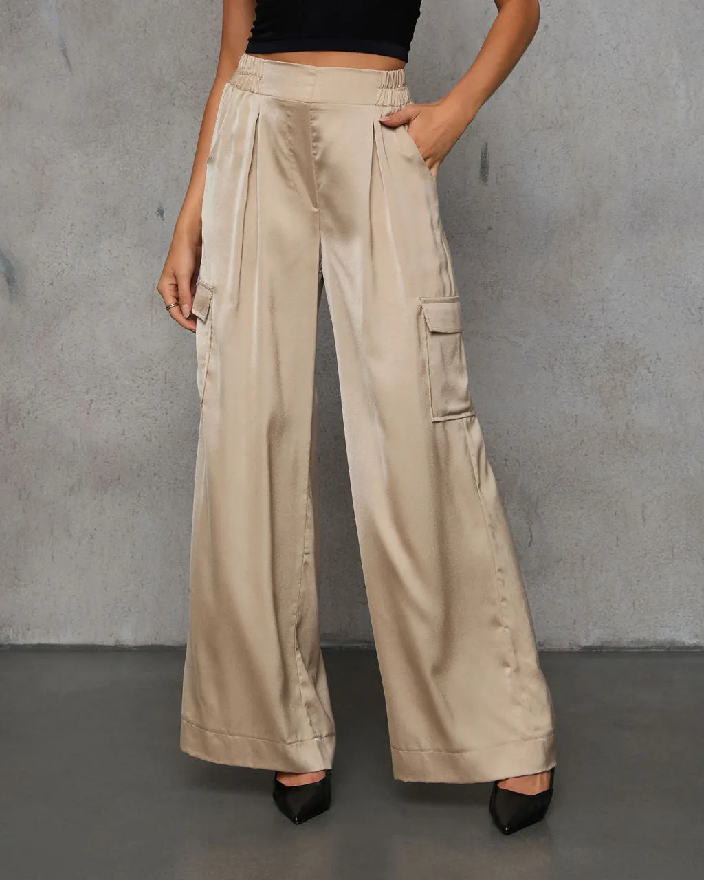 Easy Stride Satin Flare Leg Trouser