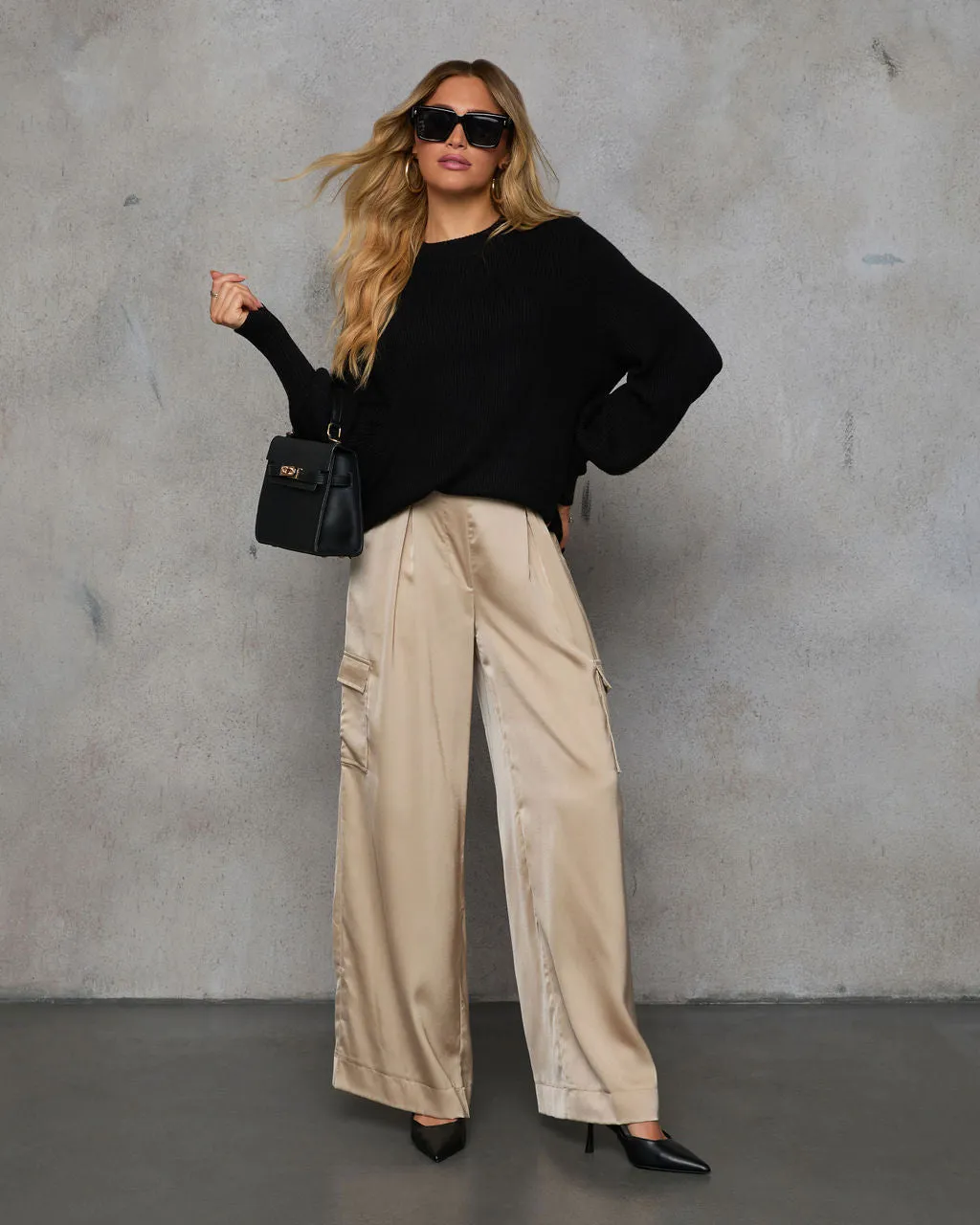 Easy Stride Satin Flare Leg Trouser