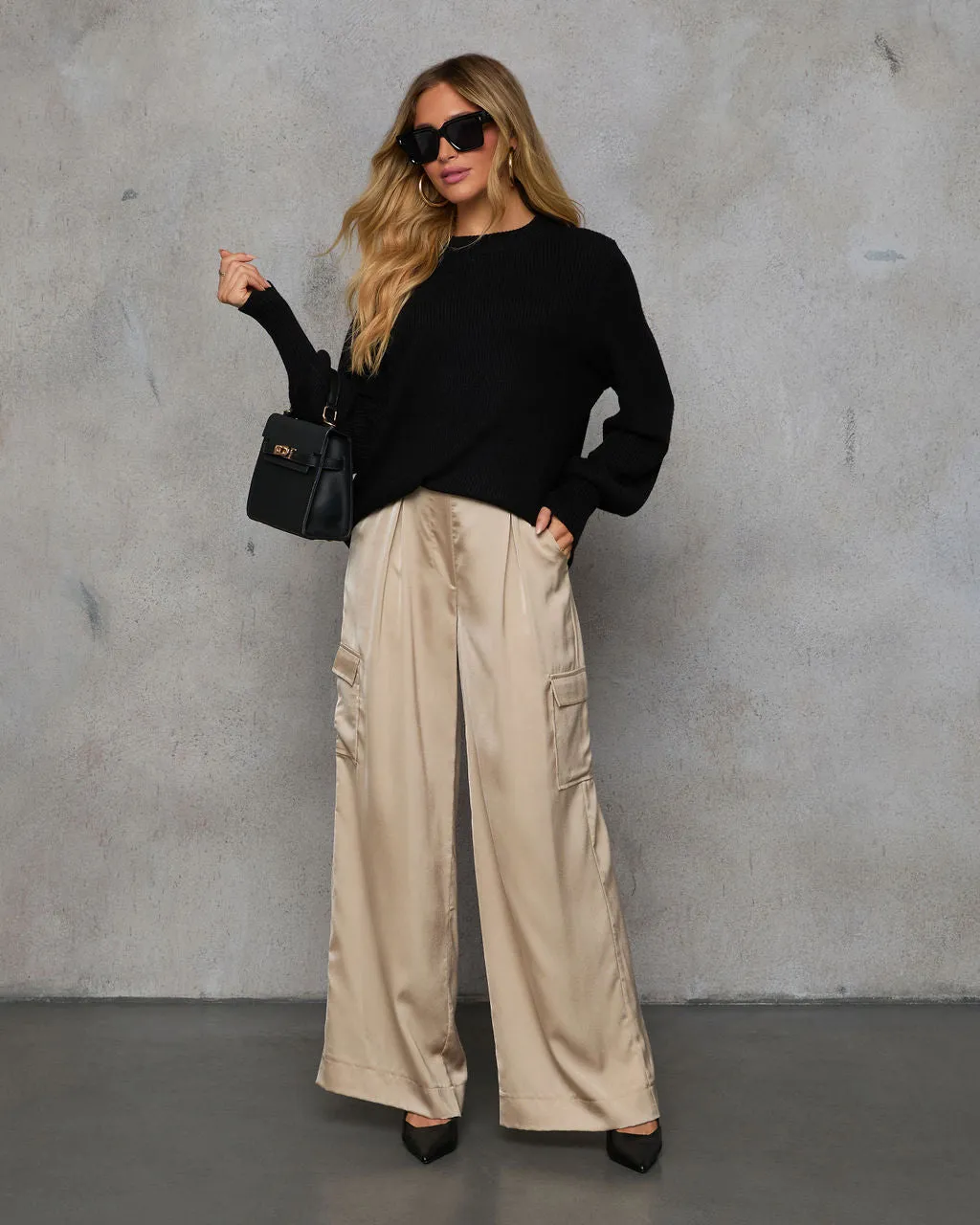 Easy Stride Satin Flare Leg Trouser