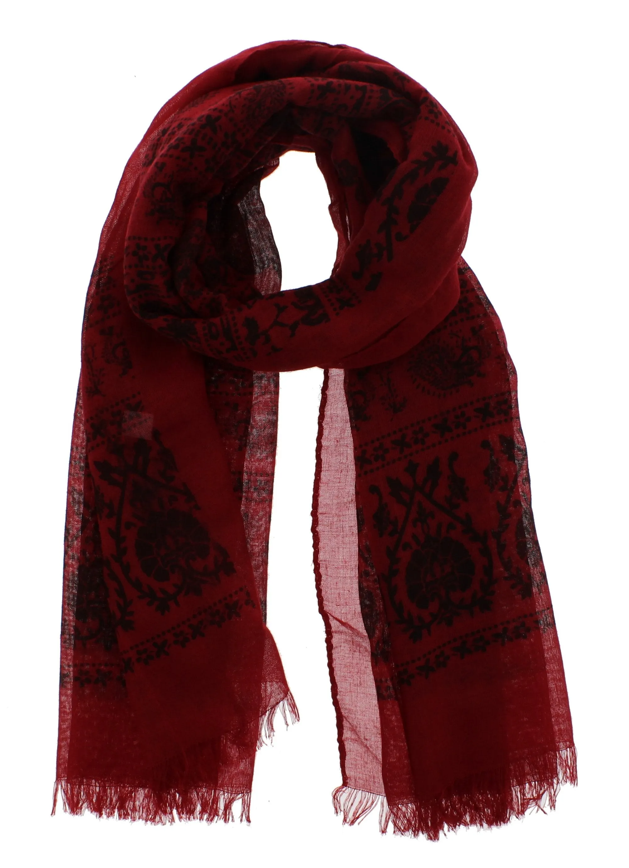 Elephant & Paisley Print Scarf