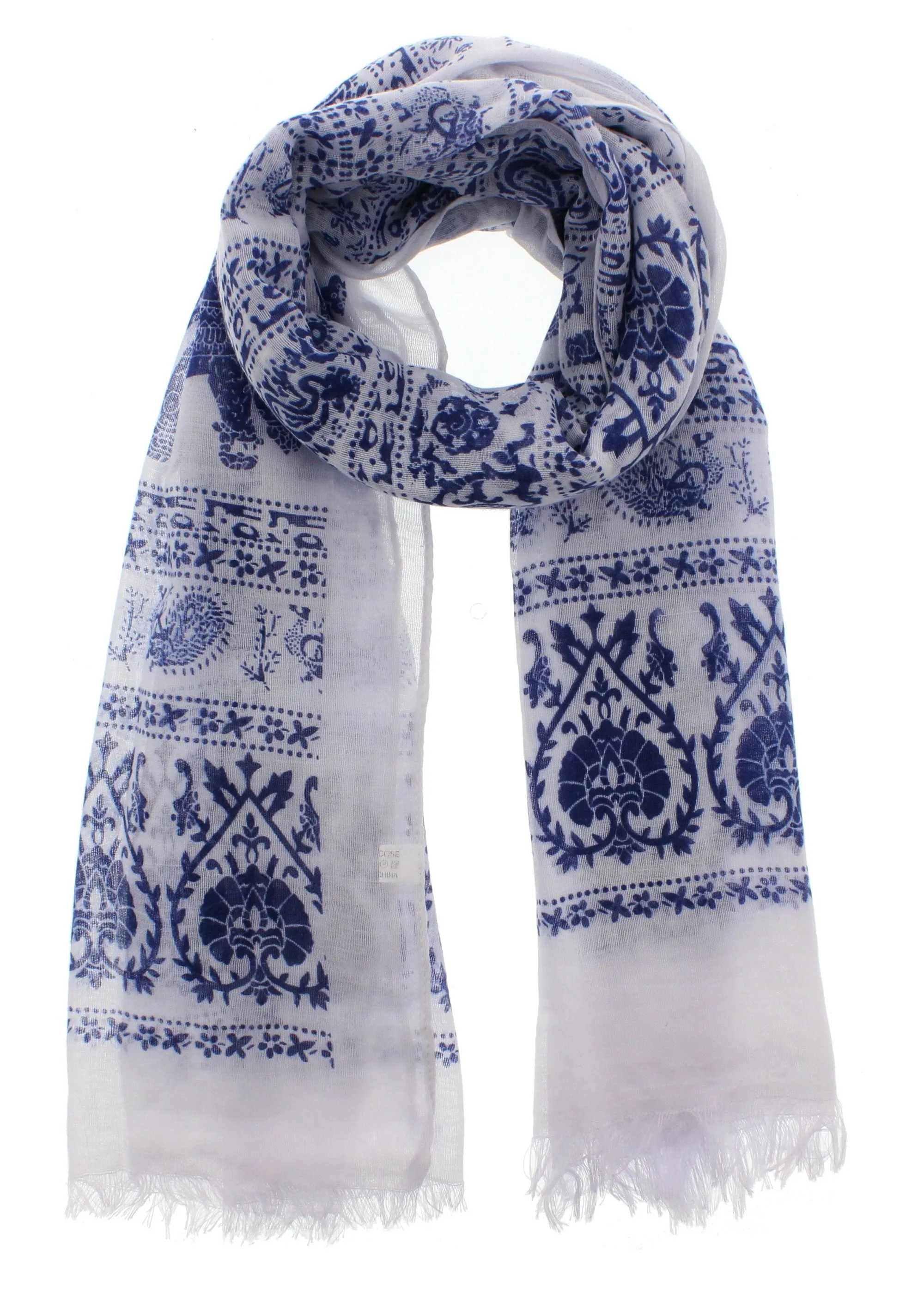 Elephant & Paisley Print Scarf