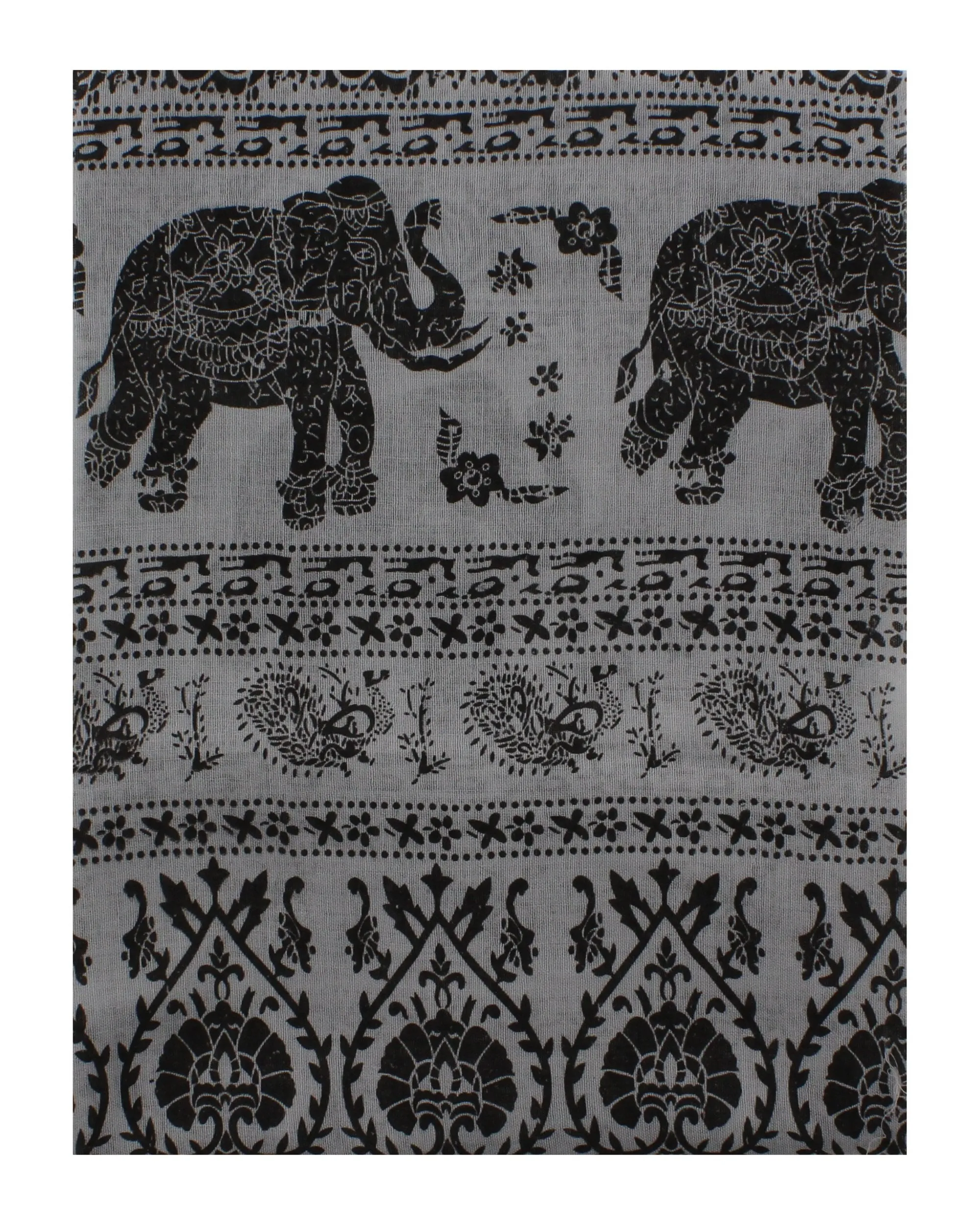 Elephant & Paisley Print Scarf