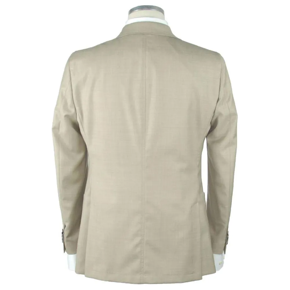 Emilio Romanelli Beige Wool Men Blazer