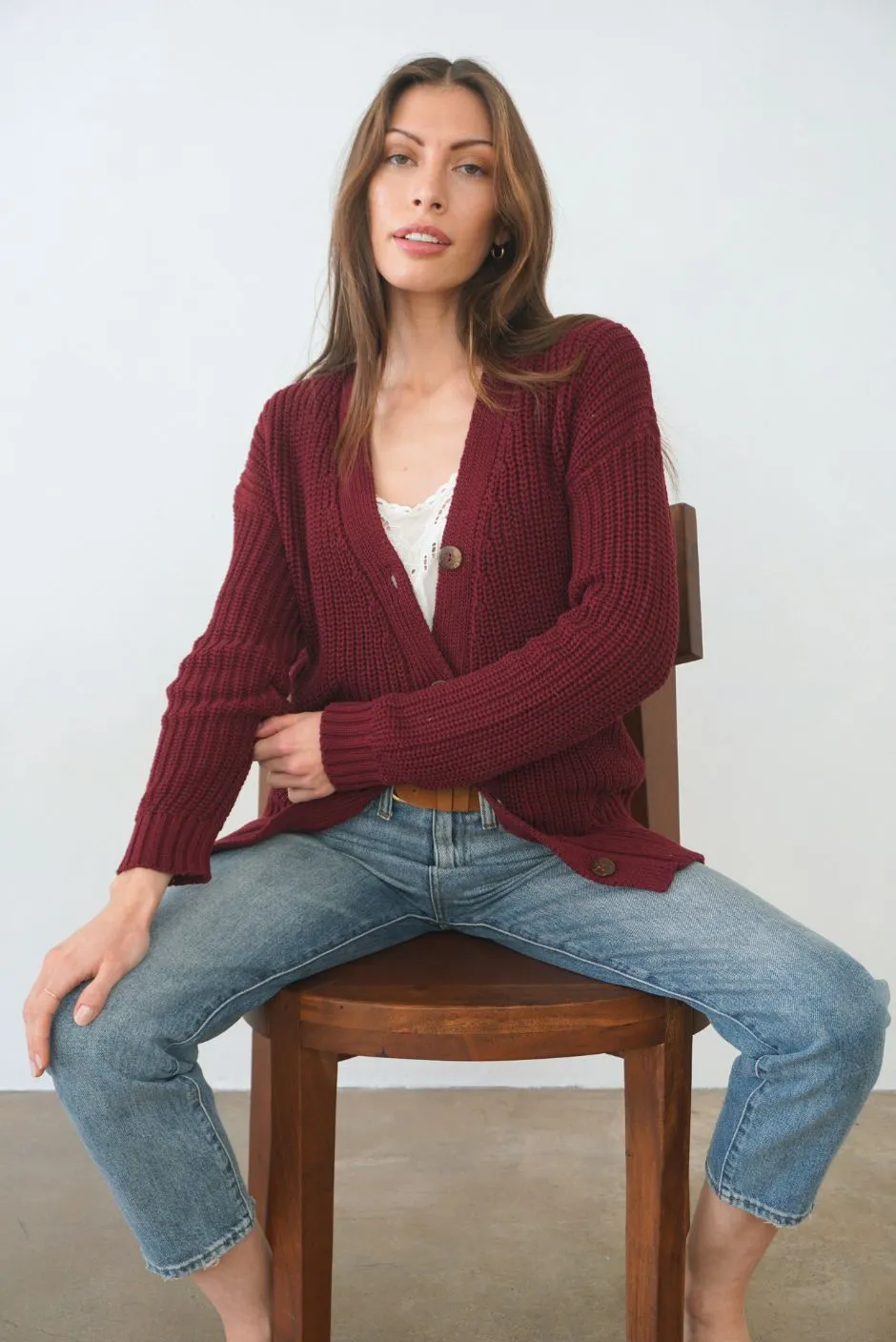 Emily Cardigan in Burgundy