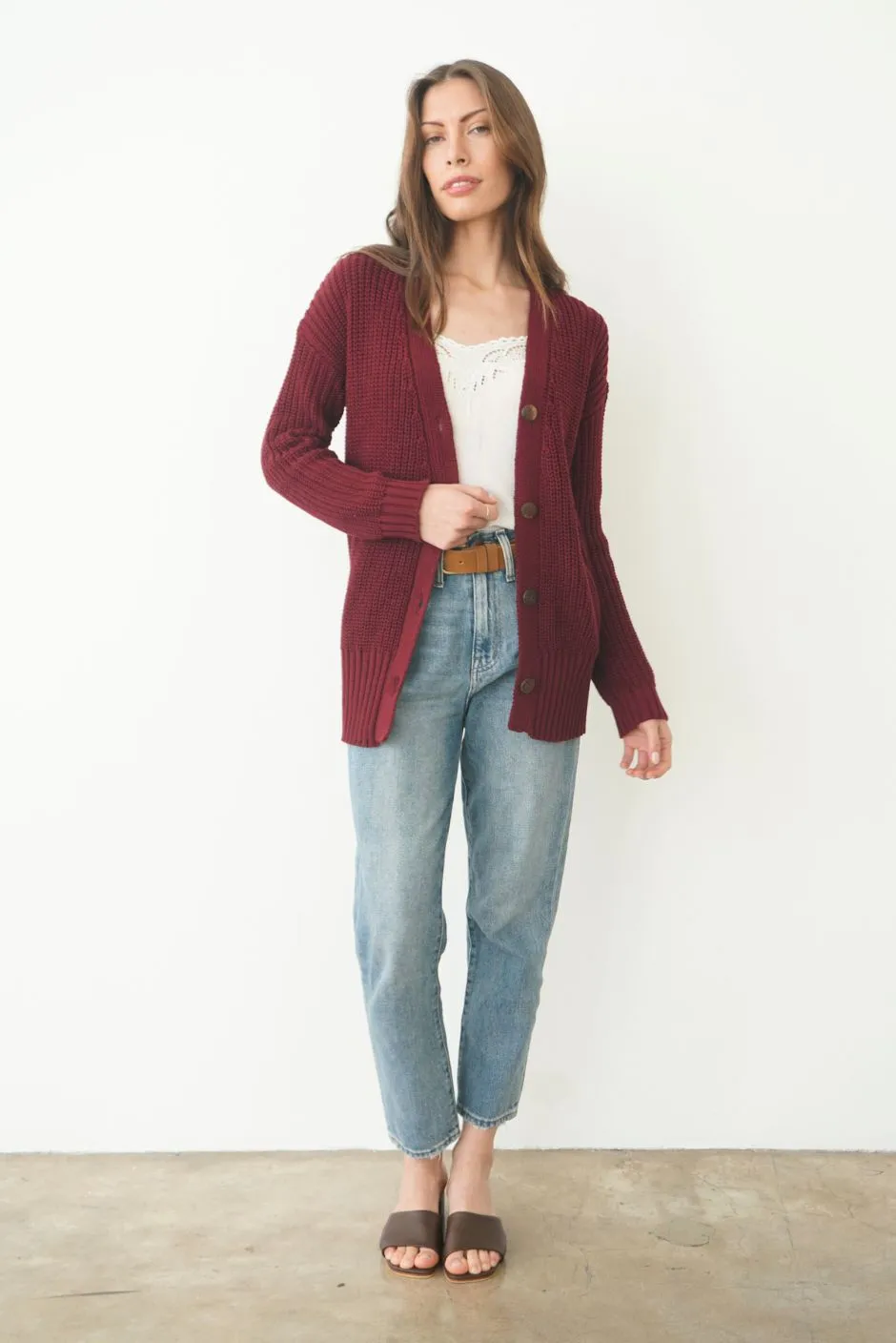 Emily Cardigan in Burgundy