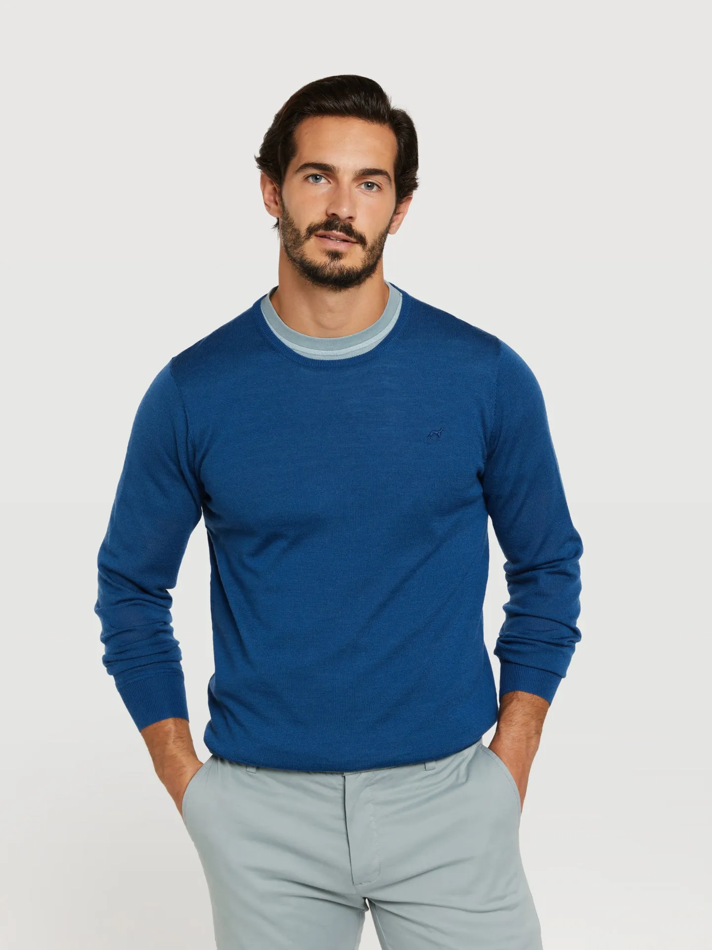 Extra fine merino wool crew neck sweater