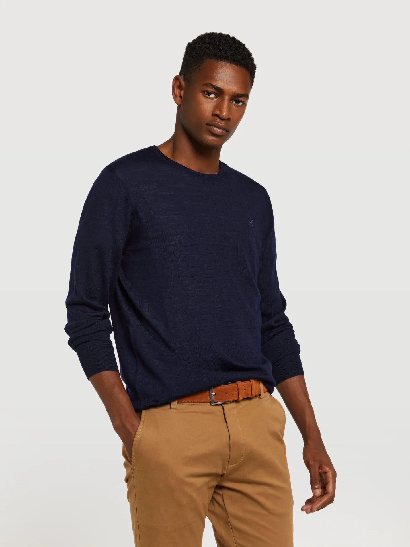 Extra fine merino wool crew neck sweater