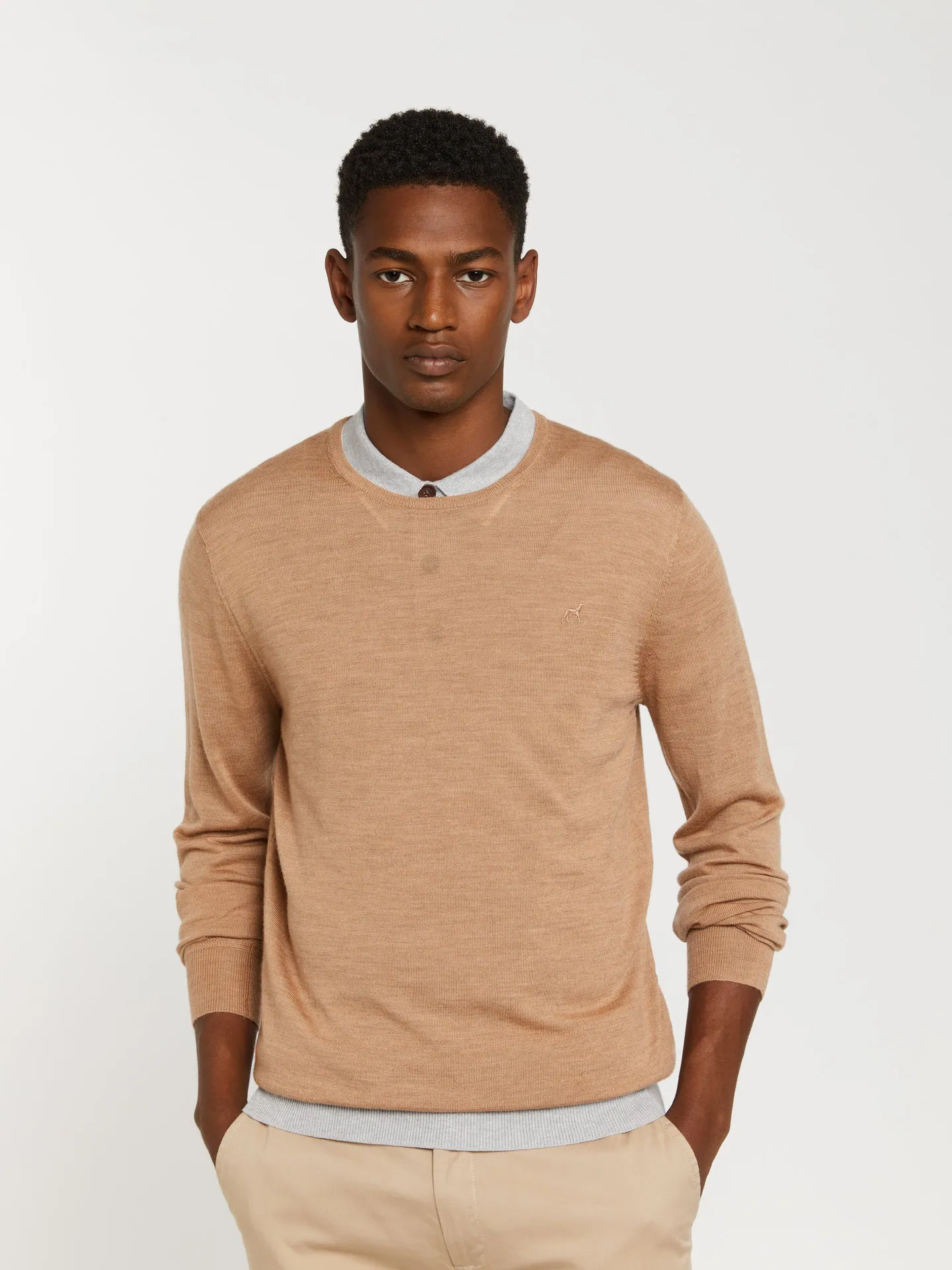 Extra fine merino wool crew neck sweater