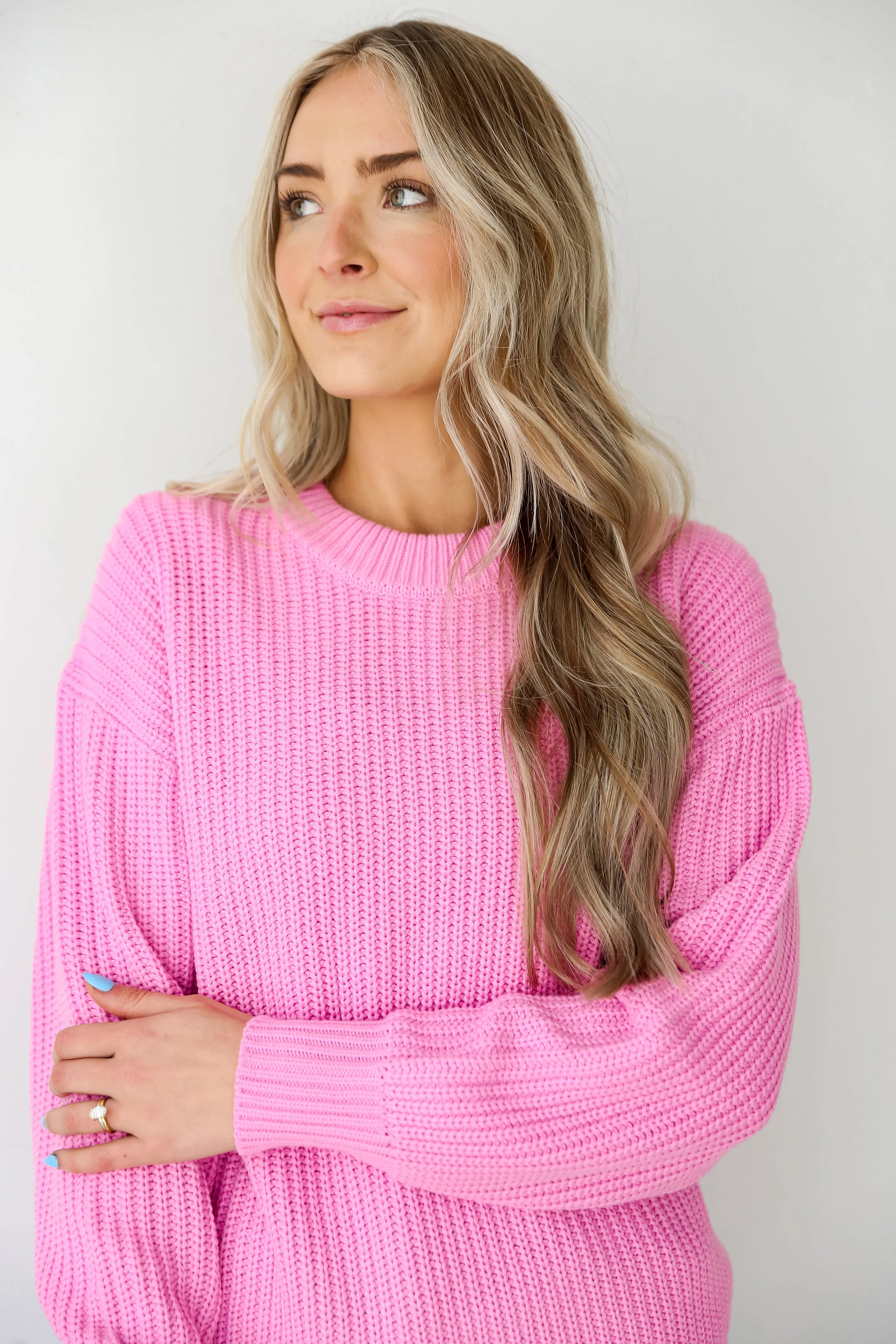 FINAL SALE - Adoring Darling Pink Oversized Sweater - DU DEAL