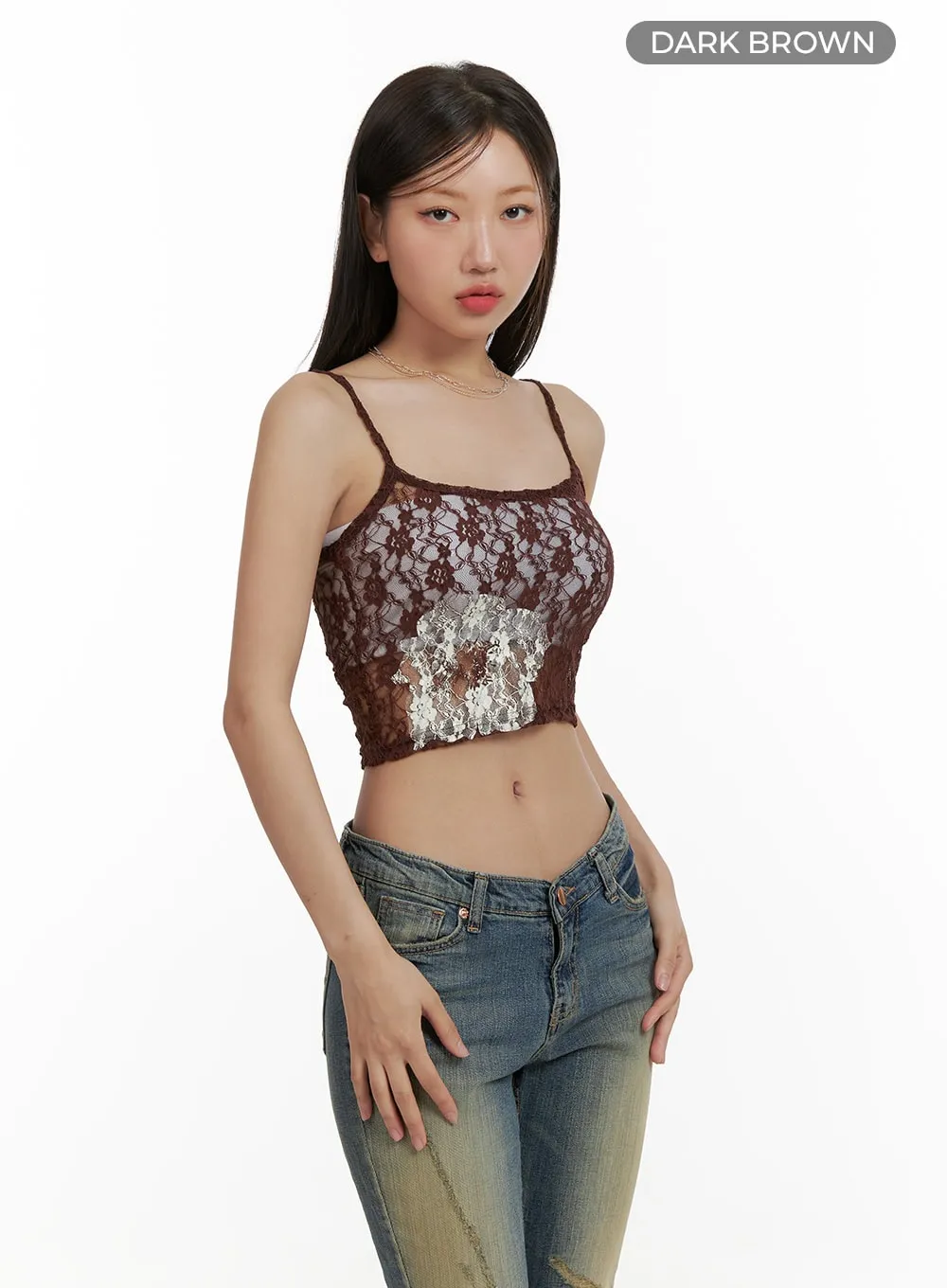 Floral Mesh Lace Cami Top CU405