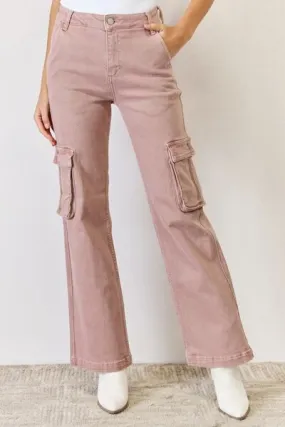 Full Size High Rise Cargo Wide Leg Jeans