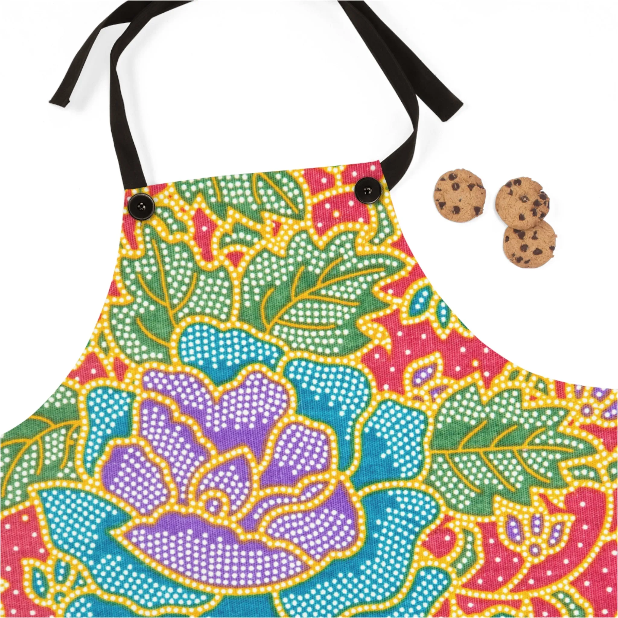 Green and red flowers - Inovax Apron