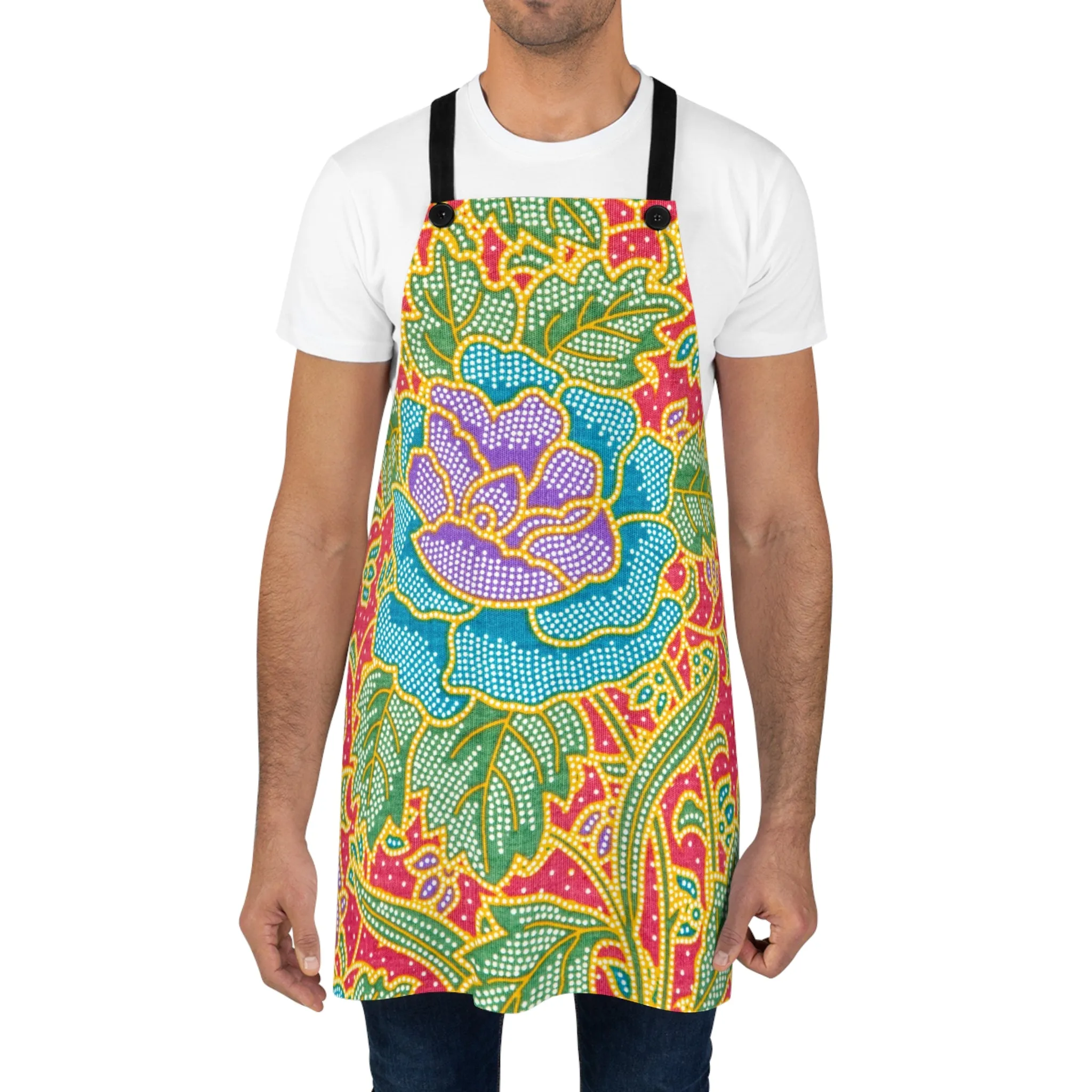 Green and red flowers - Inovax Apron