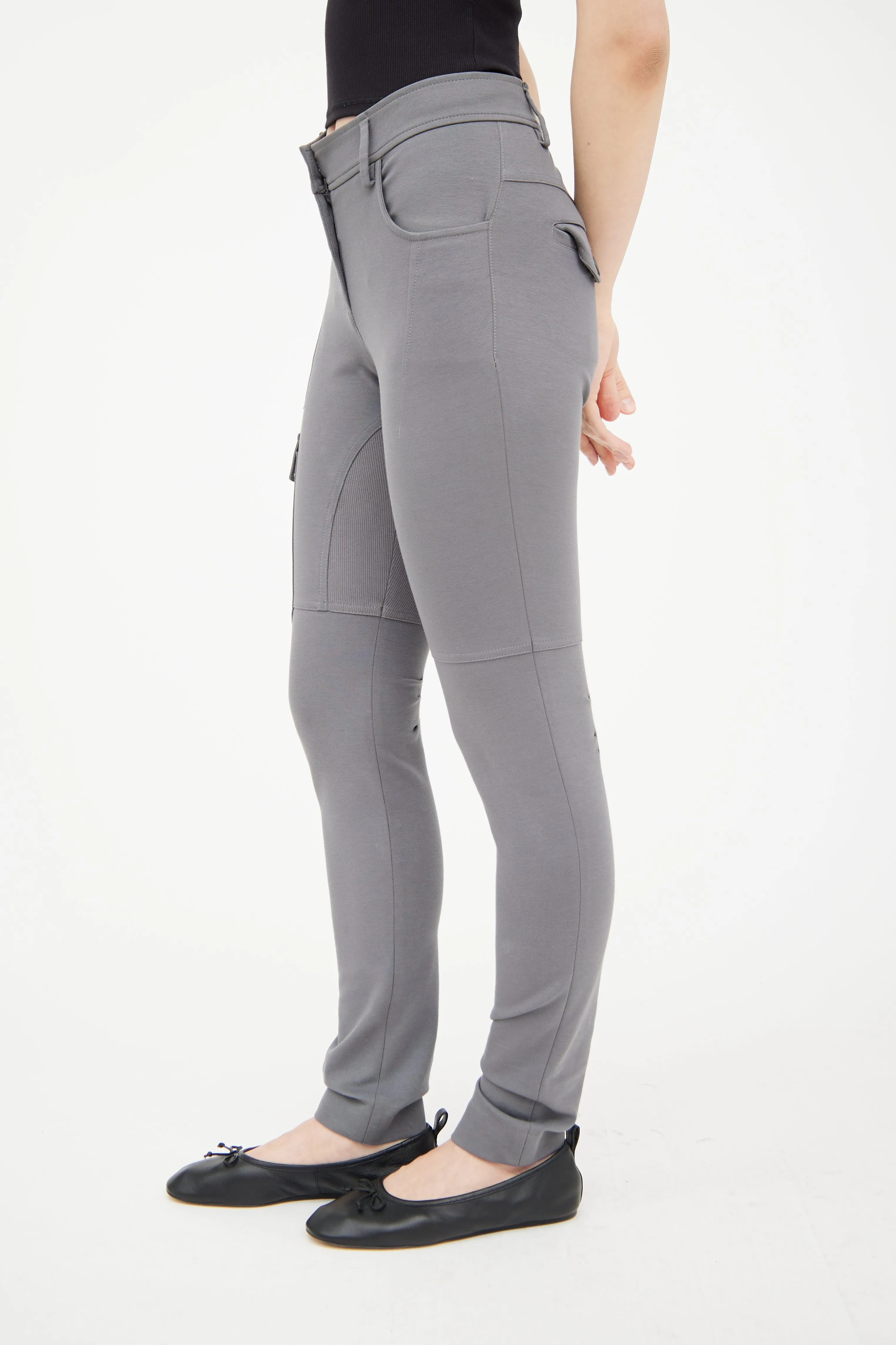 Grey Panelled Skinny Cargo Trouser