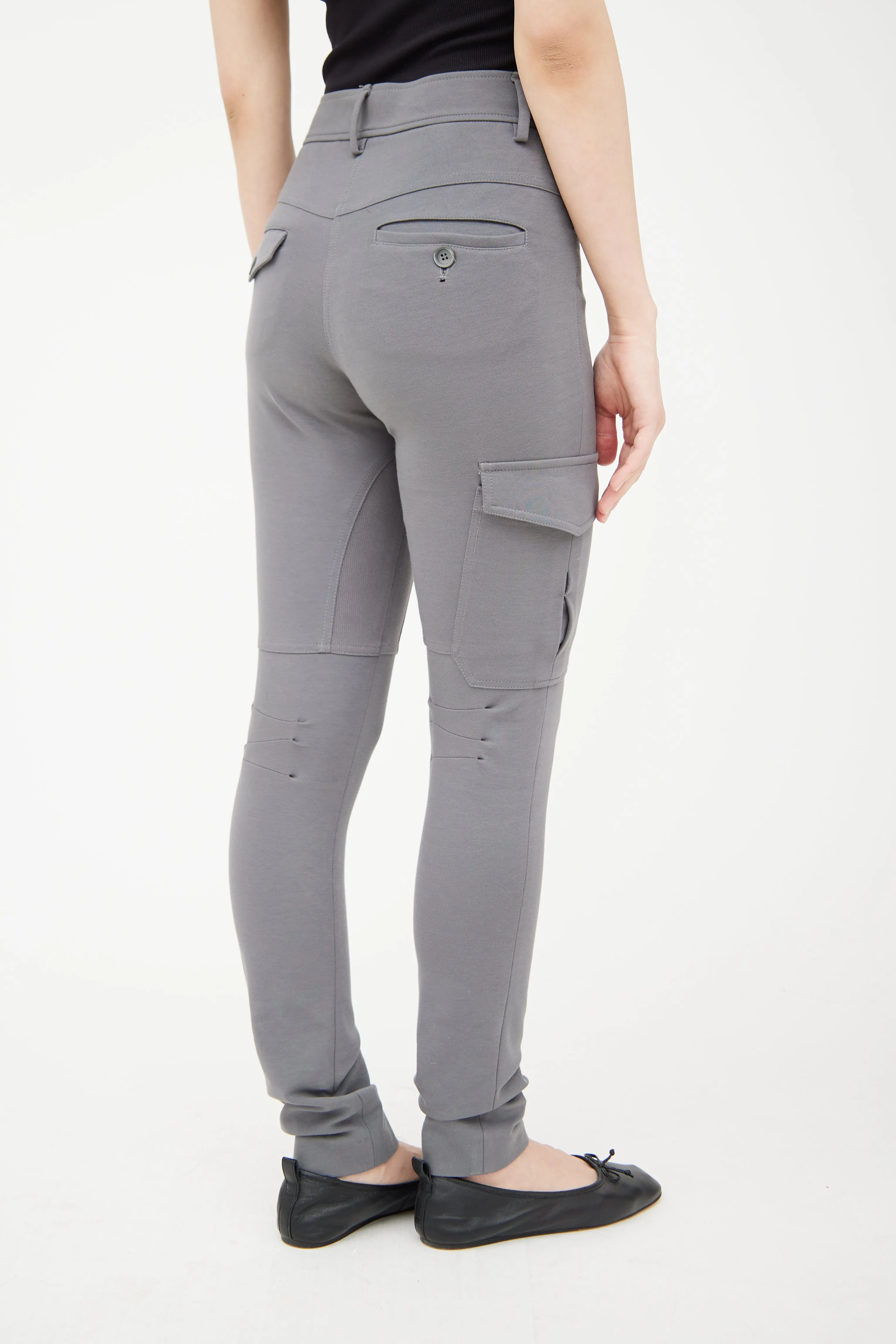 Grey Panelled Skinny Cargo Trouser