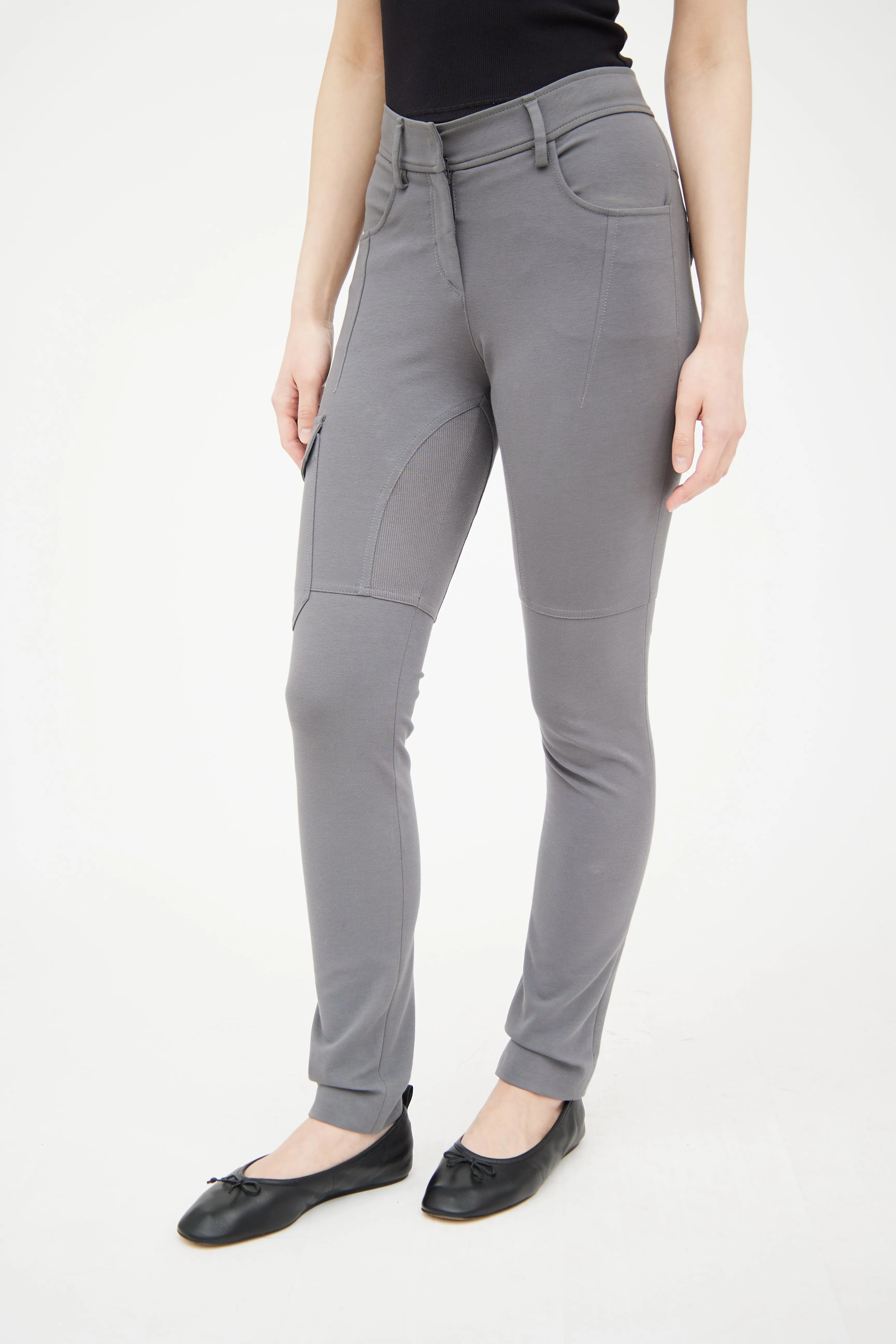 Grey Panelled Skinny Cargo Trouser