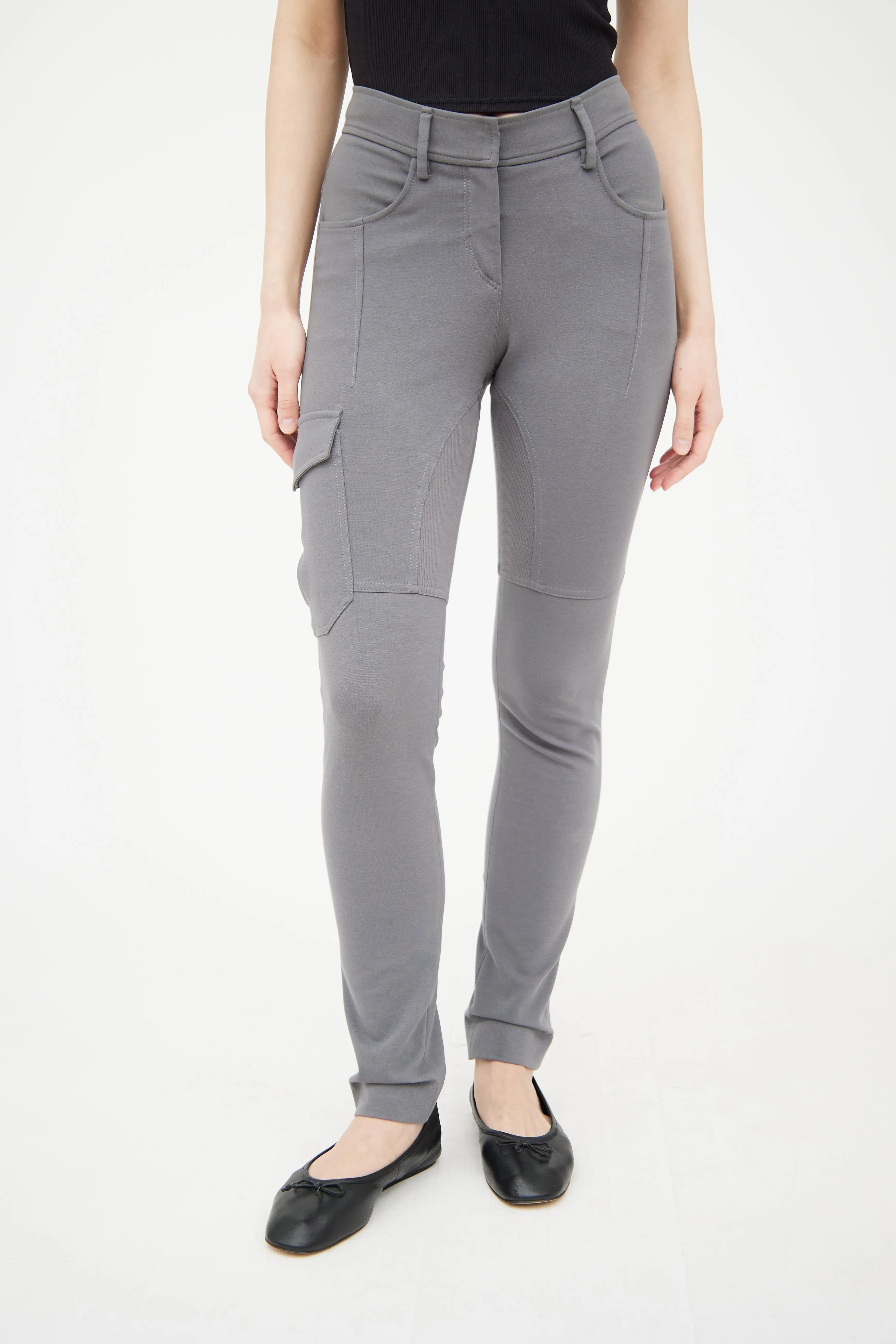 Grey Panelled Skinny Cargo Trouser