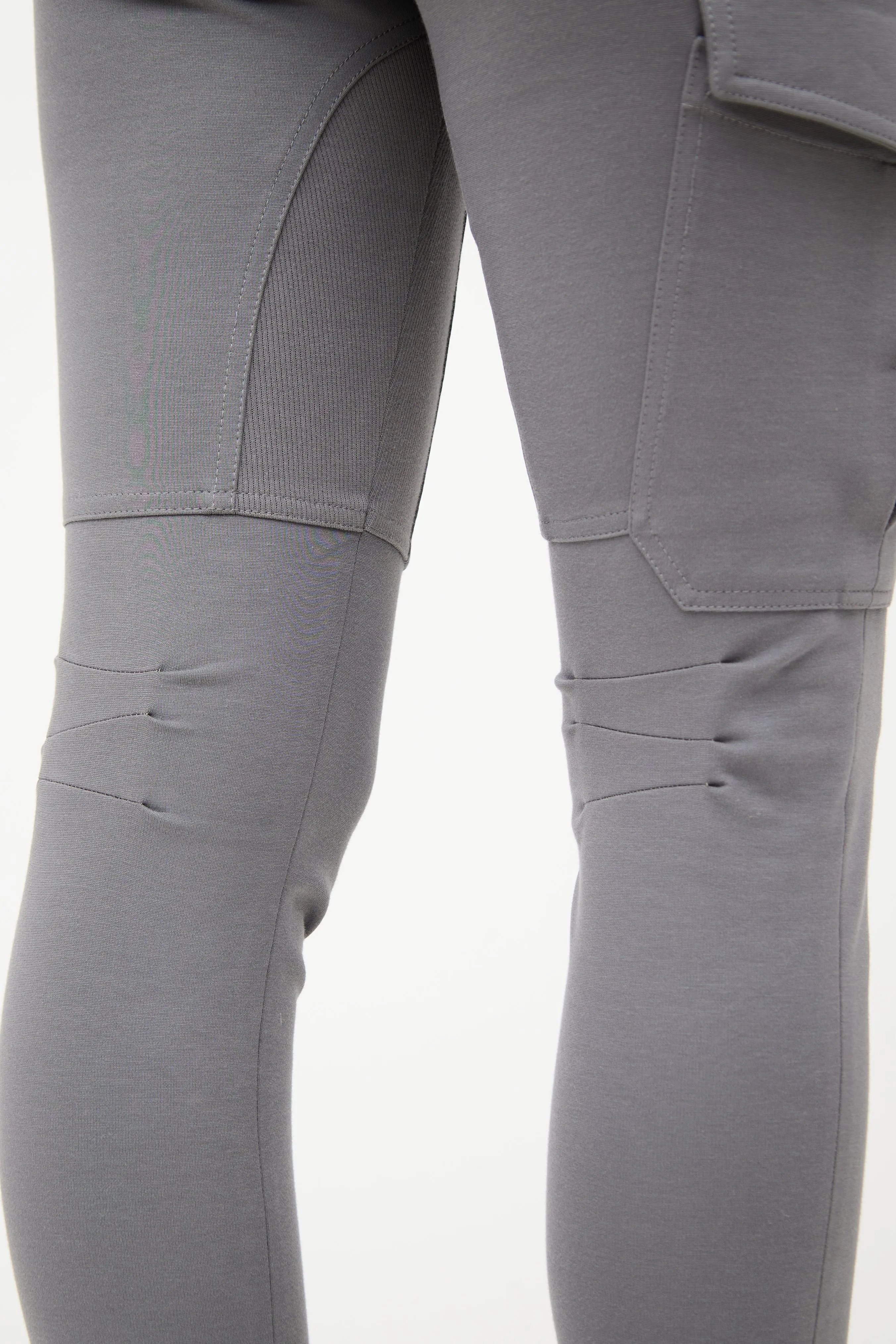 Grey Panelled Skinny Cargo Trouser