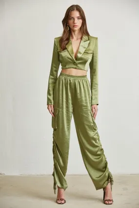 Hemp Satin Blazer Cargo Pant Set