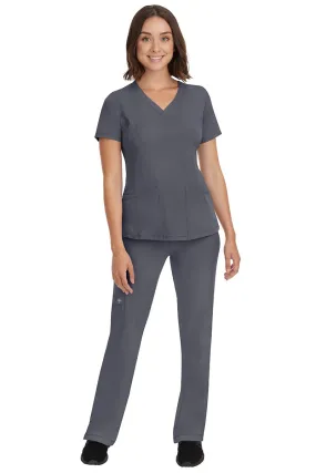 HH Works Women's Scrub Set Monica Top & Petite Rebecca Pant | Pewter