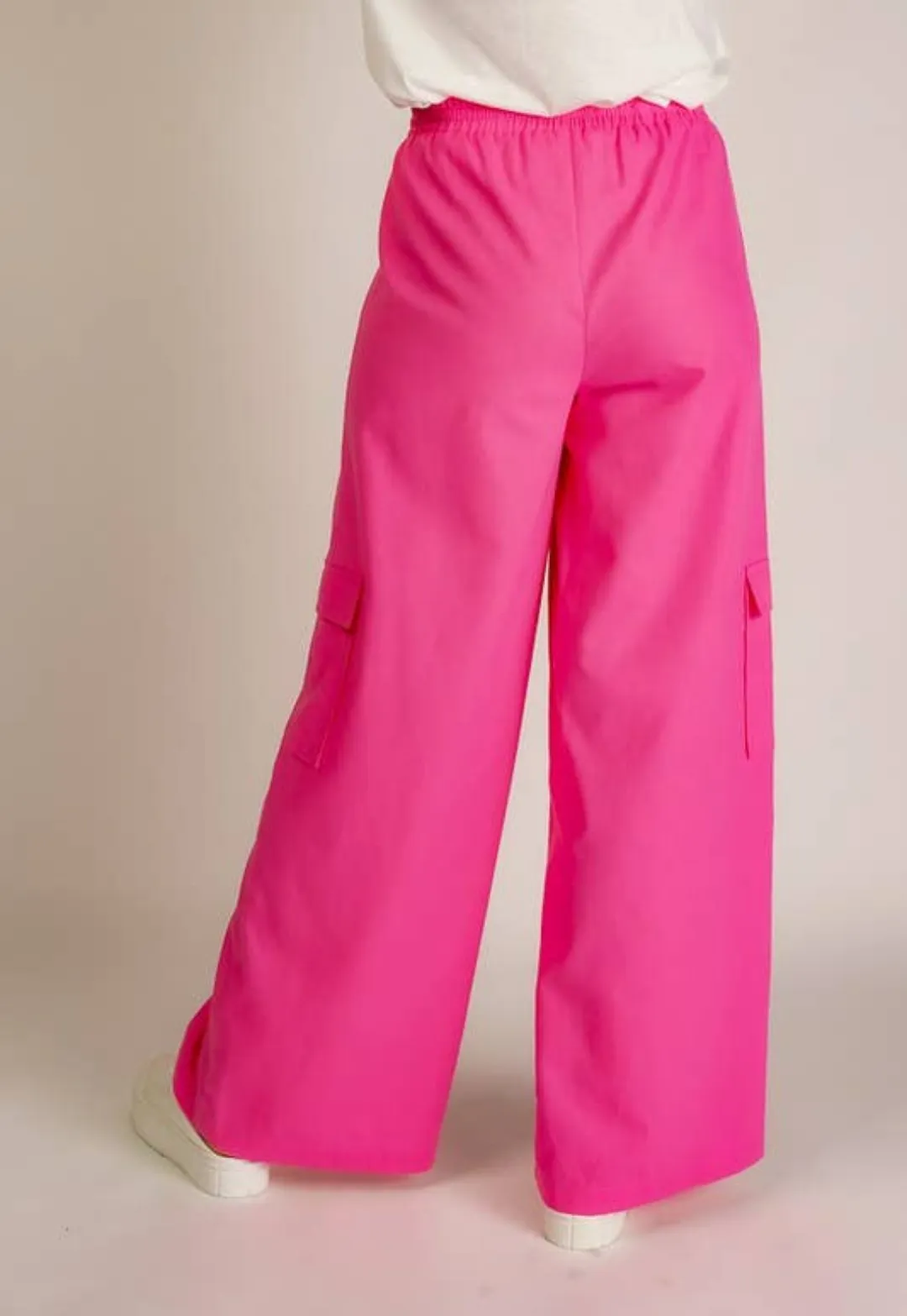 Hot Pink Linen Cargo Pants