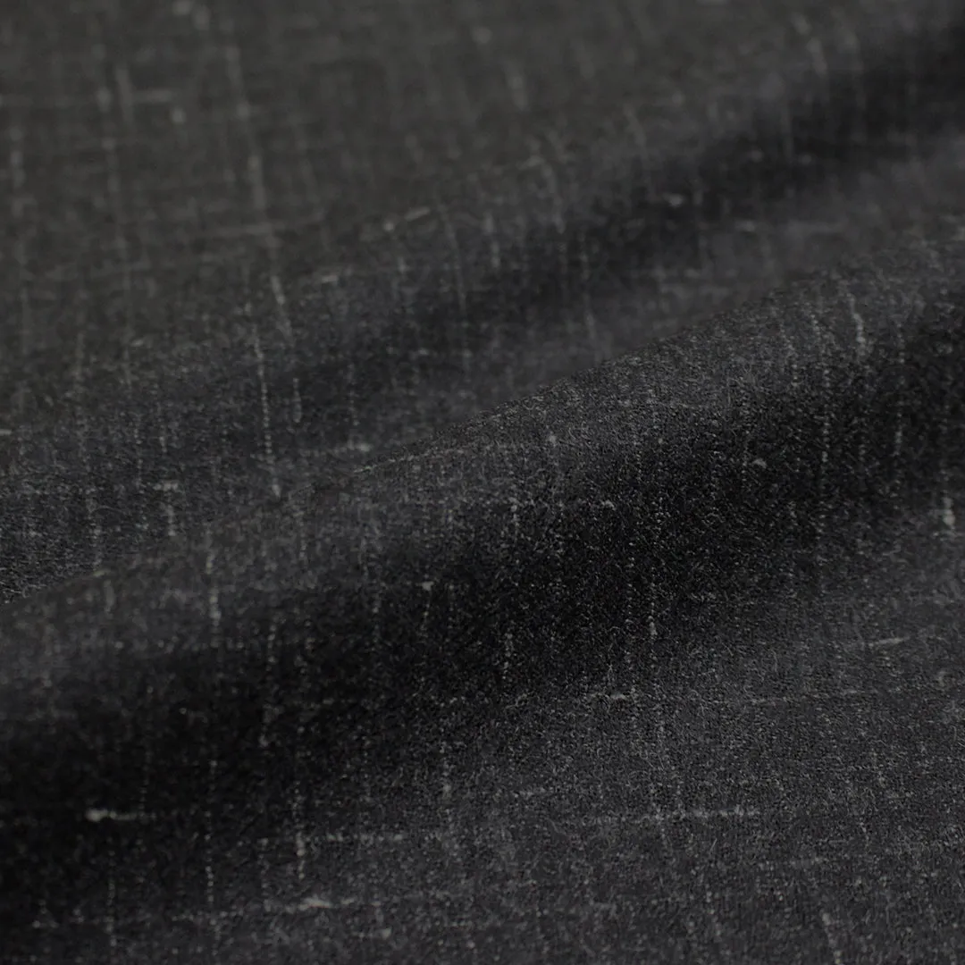 Hug0 Boss crosshatch wool blend woven suiting - black/ash