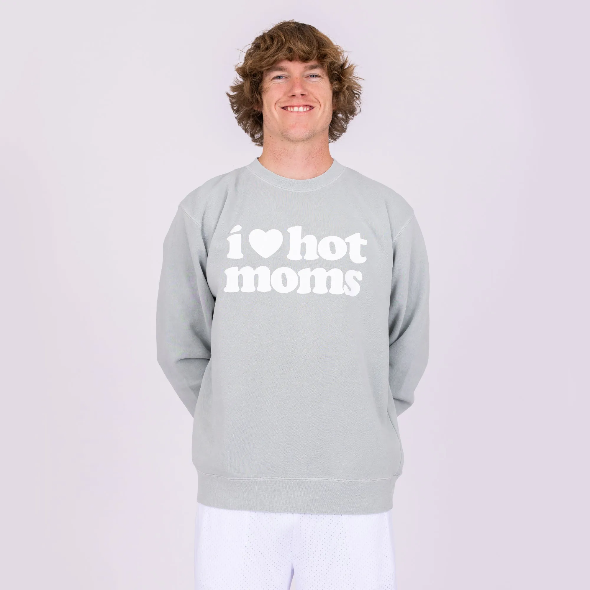 I Heart Hot Moms Wash Crewneck