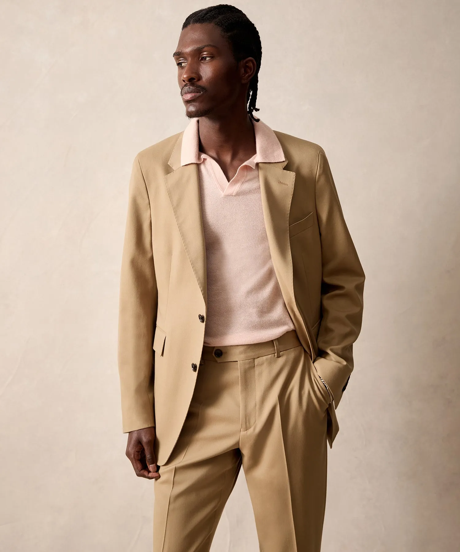 Italian Gabardine Sutton Jacket in Khaki