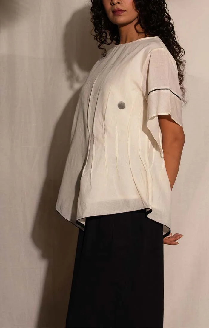 Ivory Flared Top with Black Organic Cotton Culottes