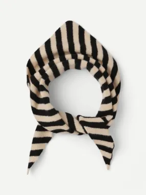 Jo Gordon Stripe Triangle Neckerchief (Black x Oatmeal)